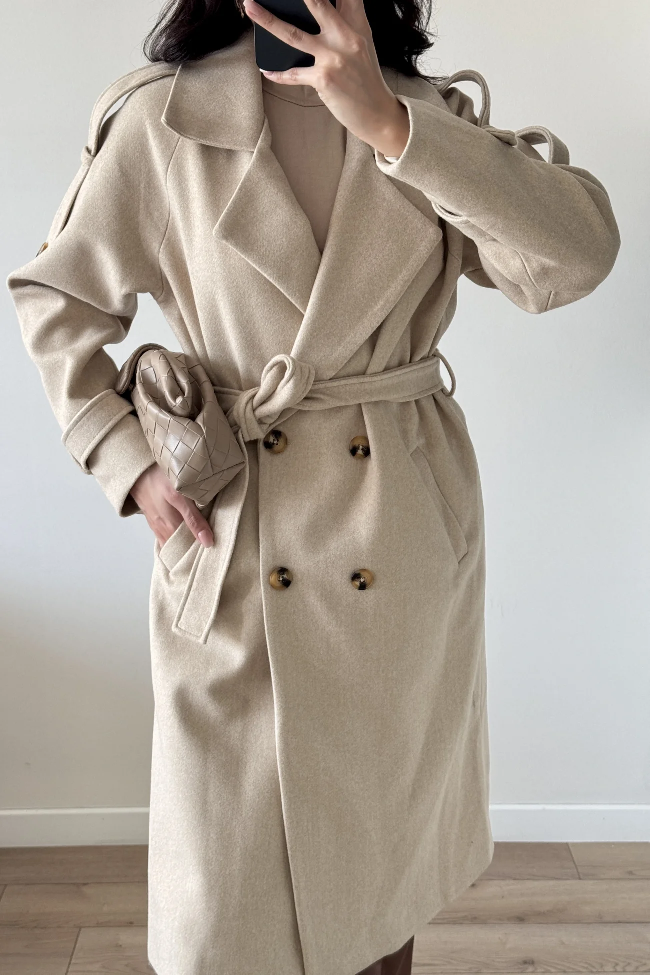 Kadın Bej Kaşe Kaban 3122