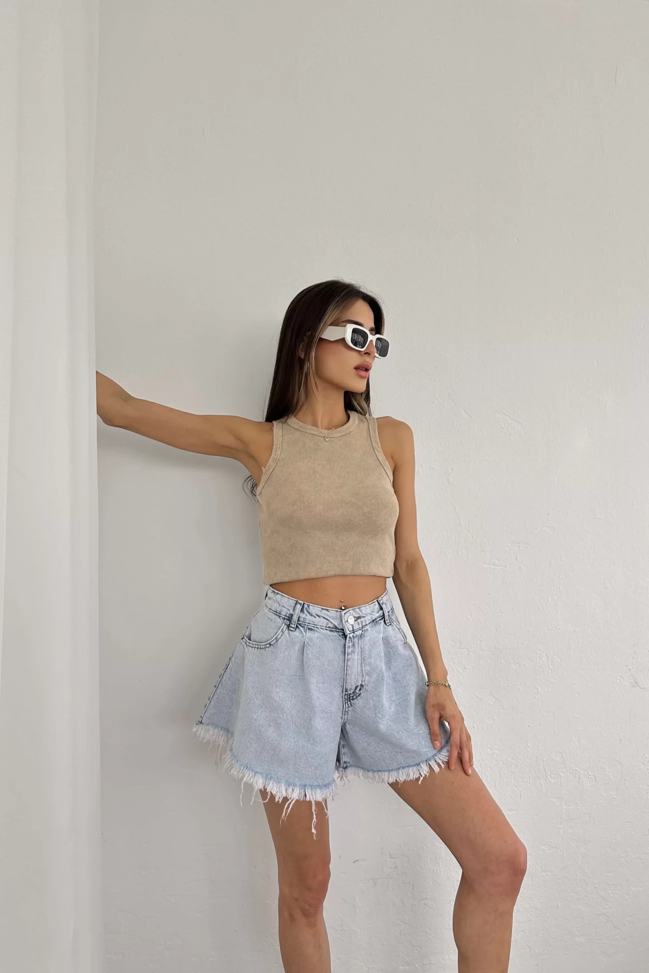 Kadın Bej Kaşkorse Crop 0999-24018