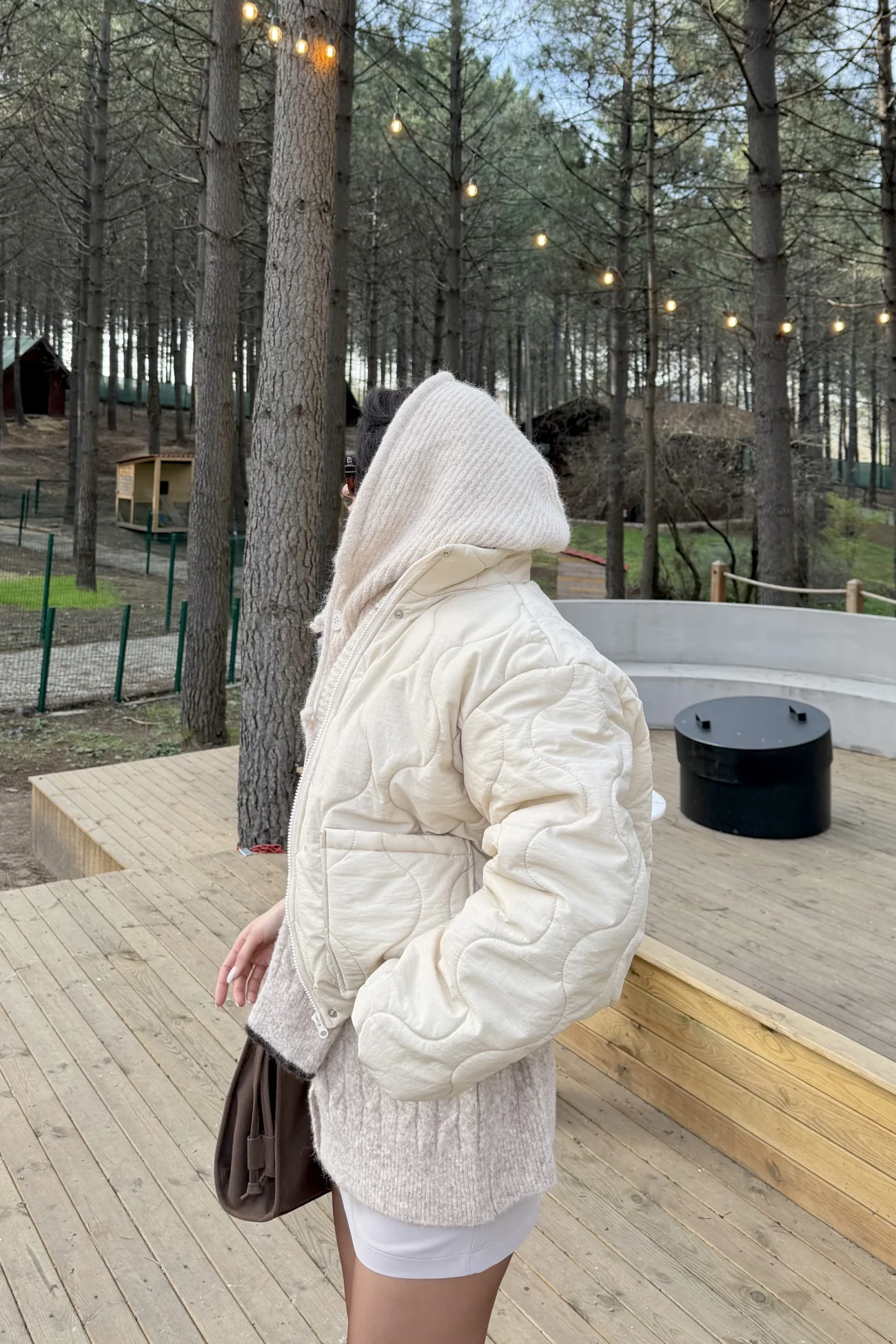 Kadın Bej Triko Düğmeli Balaklava Bere 594-14800