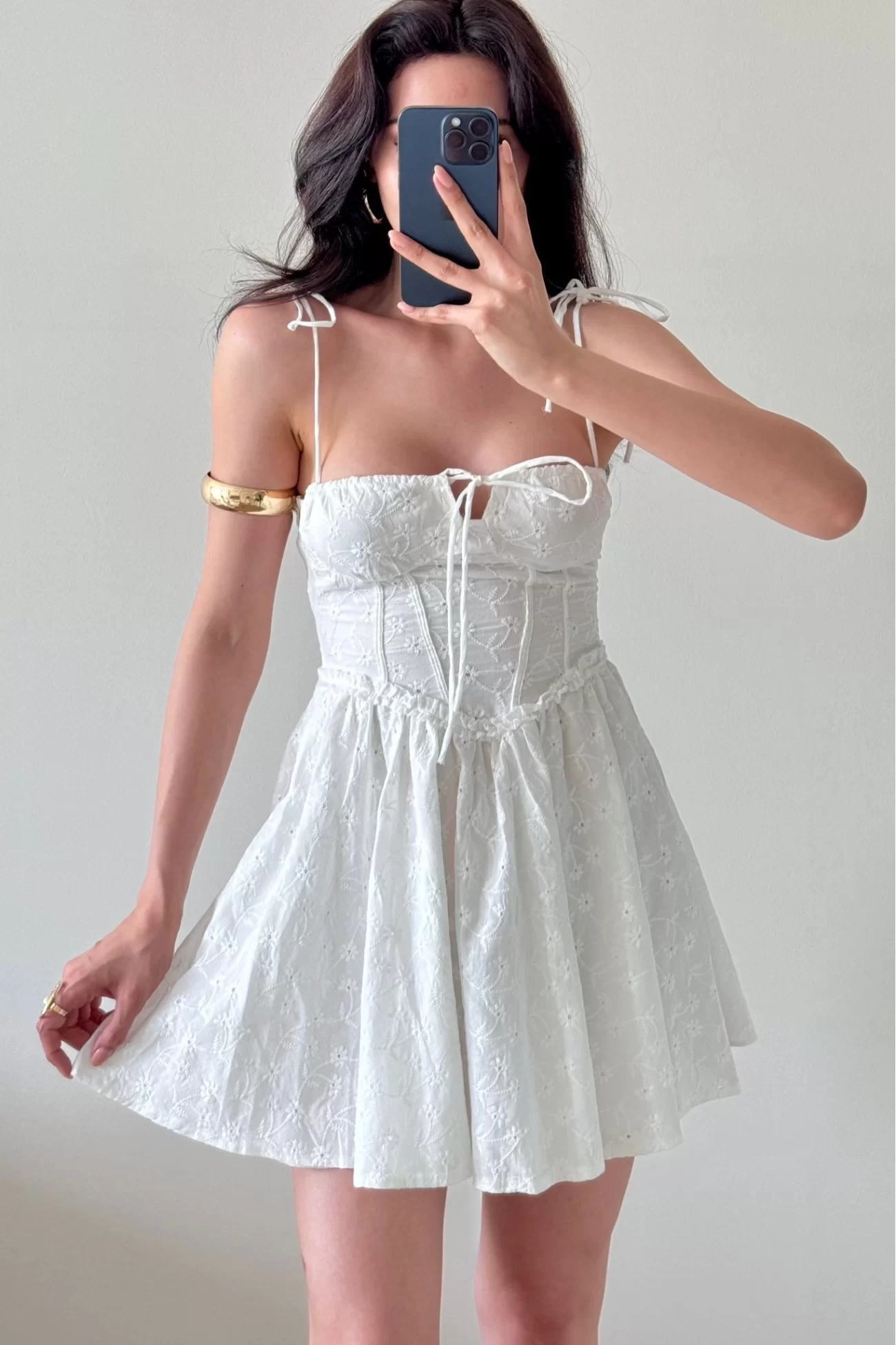 Kadın Beyaz Askılı Mini Elbise 1041-6411