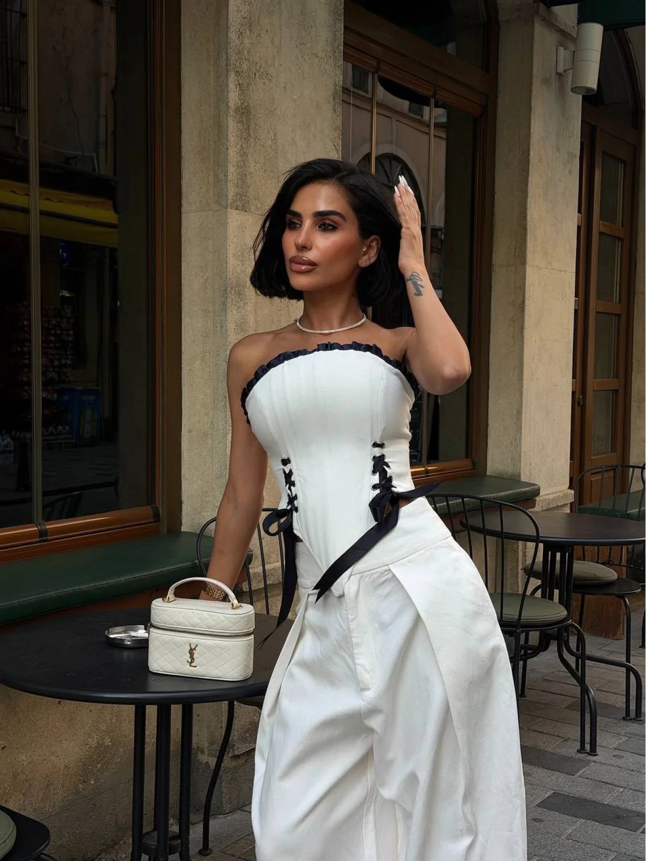 Kadın Beyaz Balenli Korse Büstiyer 1026-221849