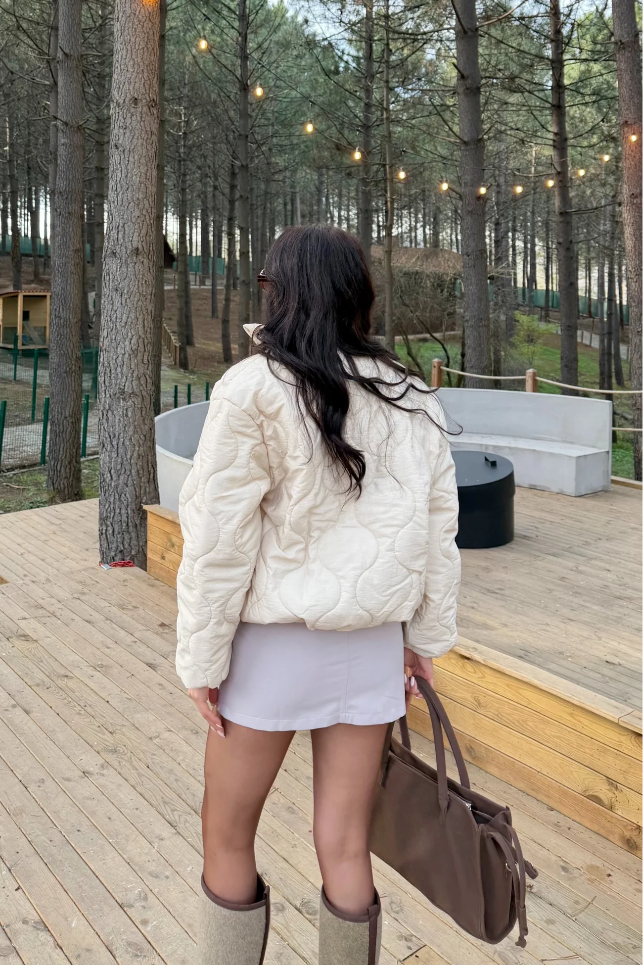 Kadın Beyaz Fermuarlı Cepli Mont 0445-26009