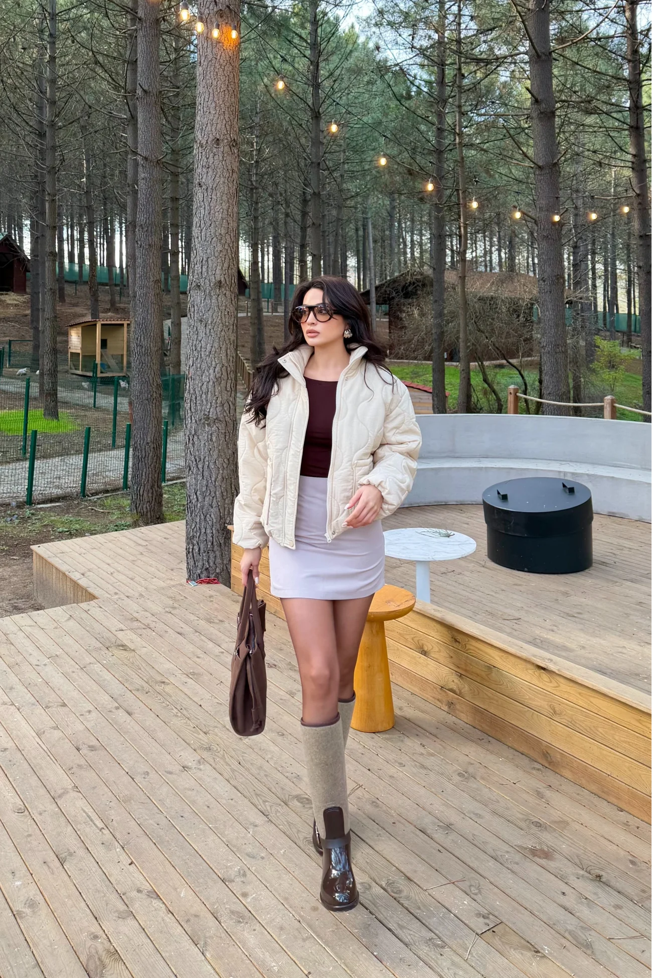 Kadın Beyaz Fermuarlı Cepli Mont 0445-26009