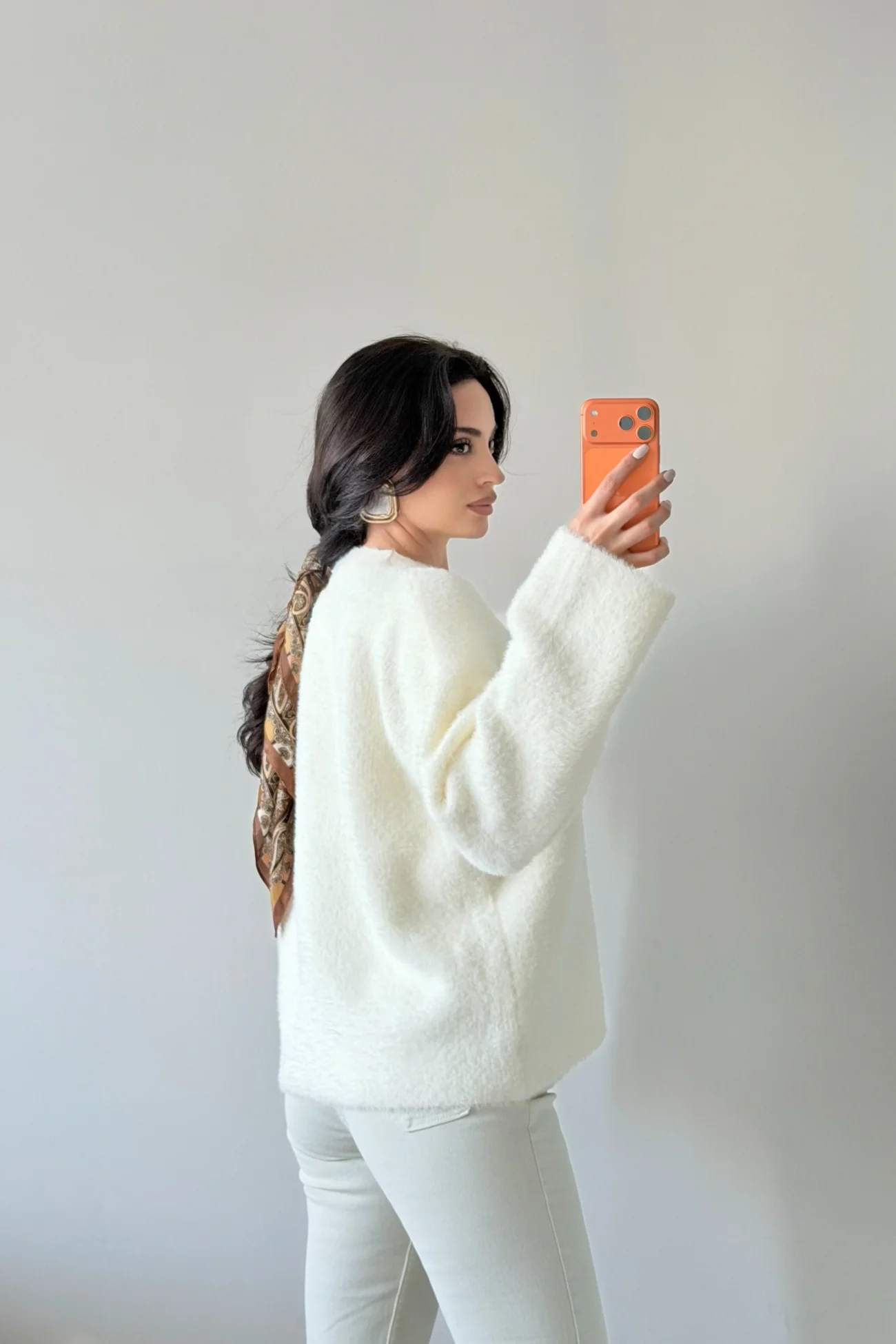 Kadın Beyaz Oversize Kazak 1014-2341