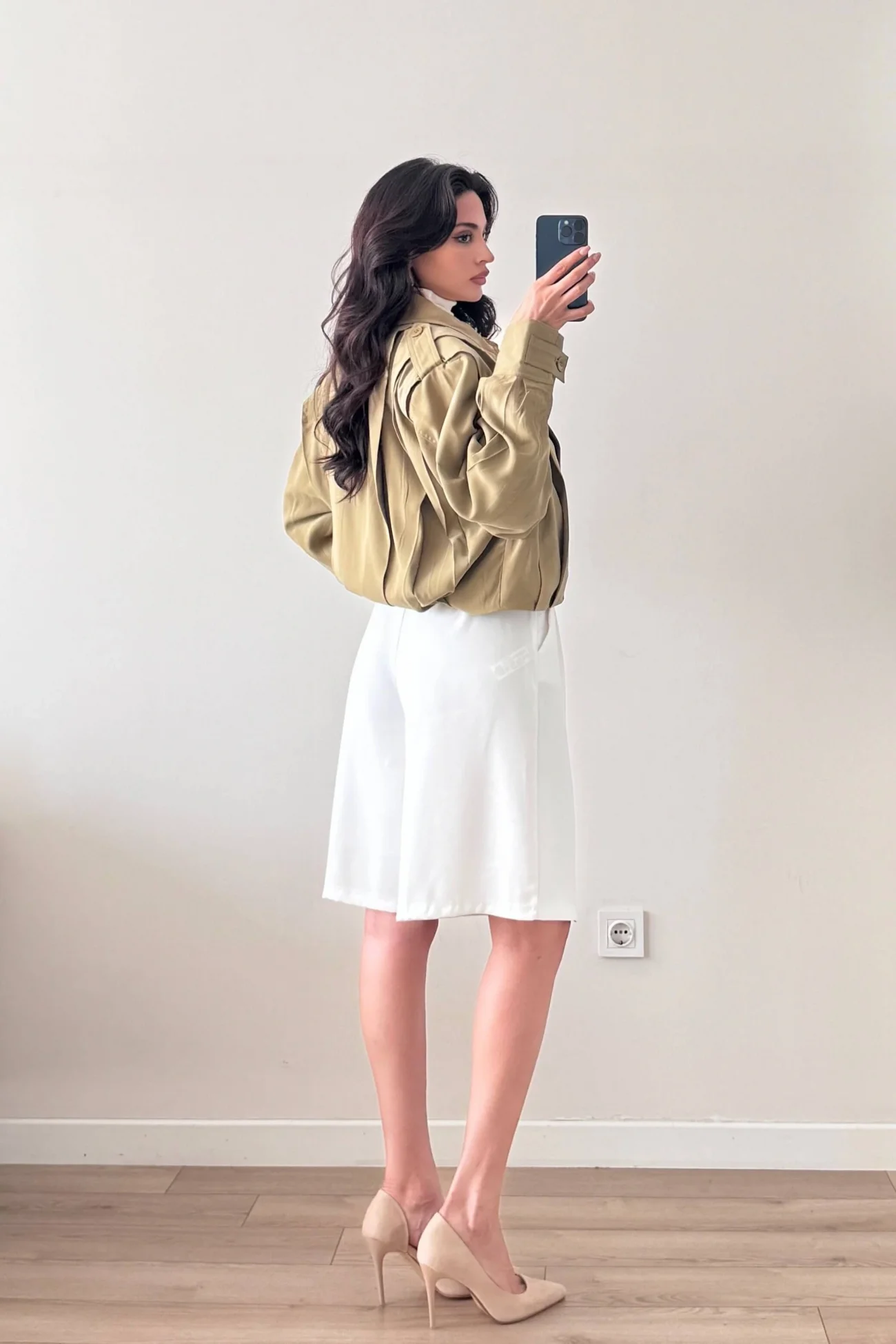 Kadın Beyaz Oversize Şort 1017-4142