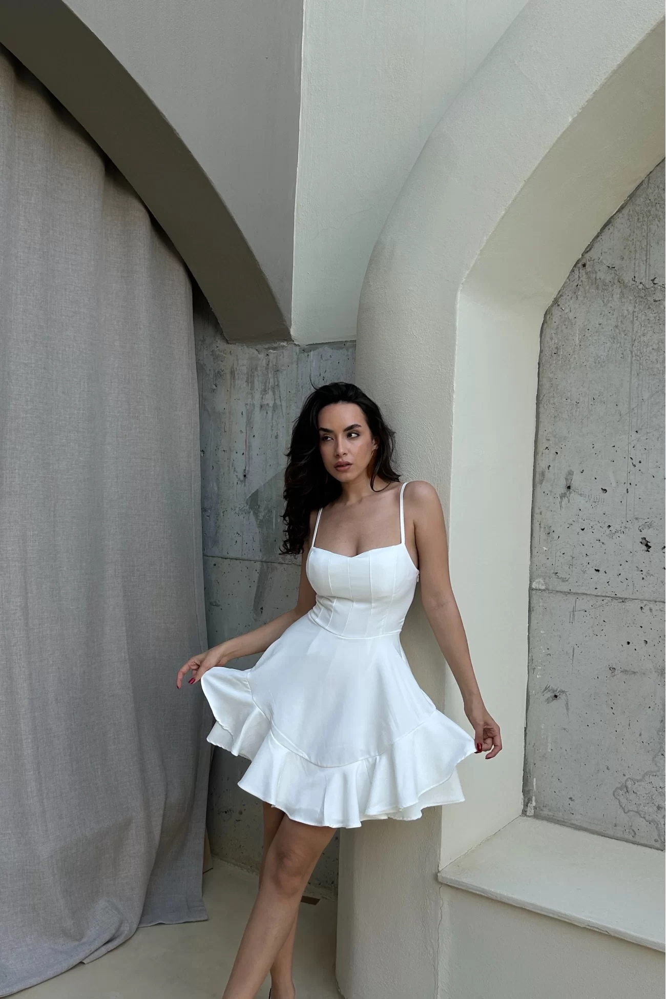 Kadın Beyaz Şortlu Elbise 0684-4726