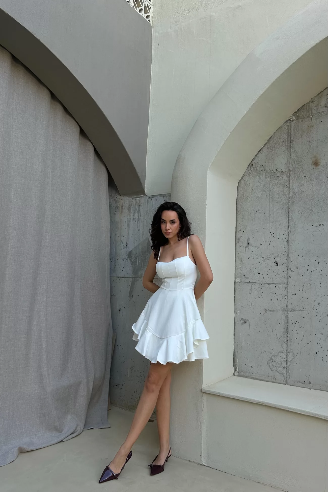 Kadın Beyaz Şortlu Elbise 0684-4726
