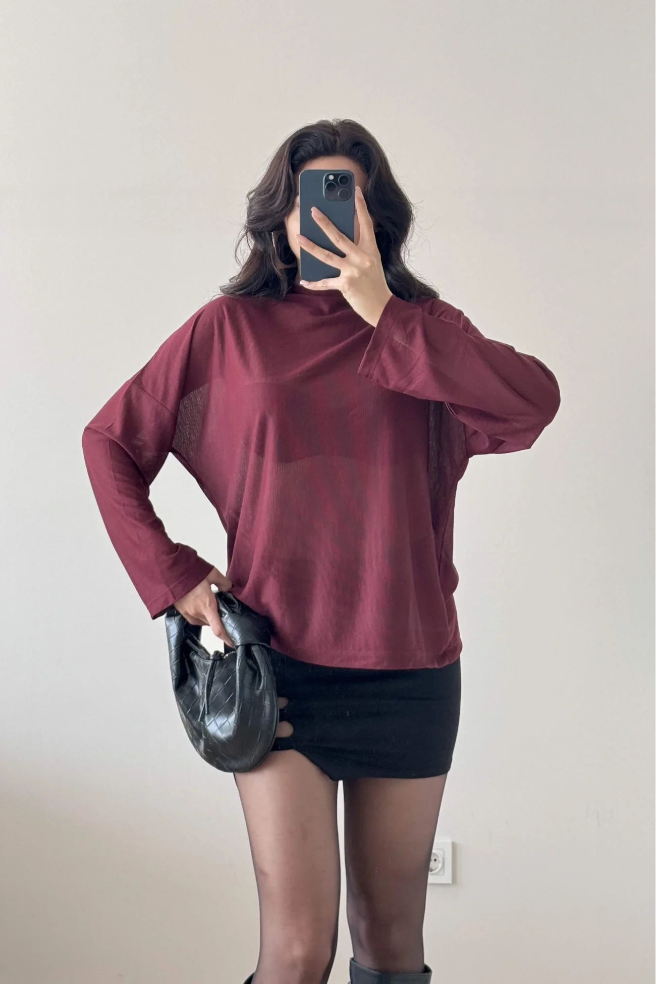 Kadın Bordo Bluz 1045-70230