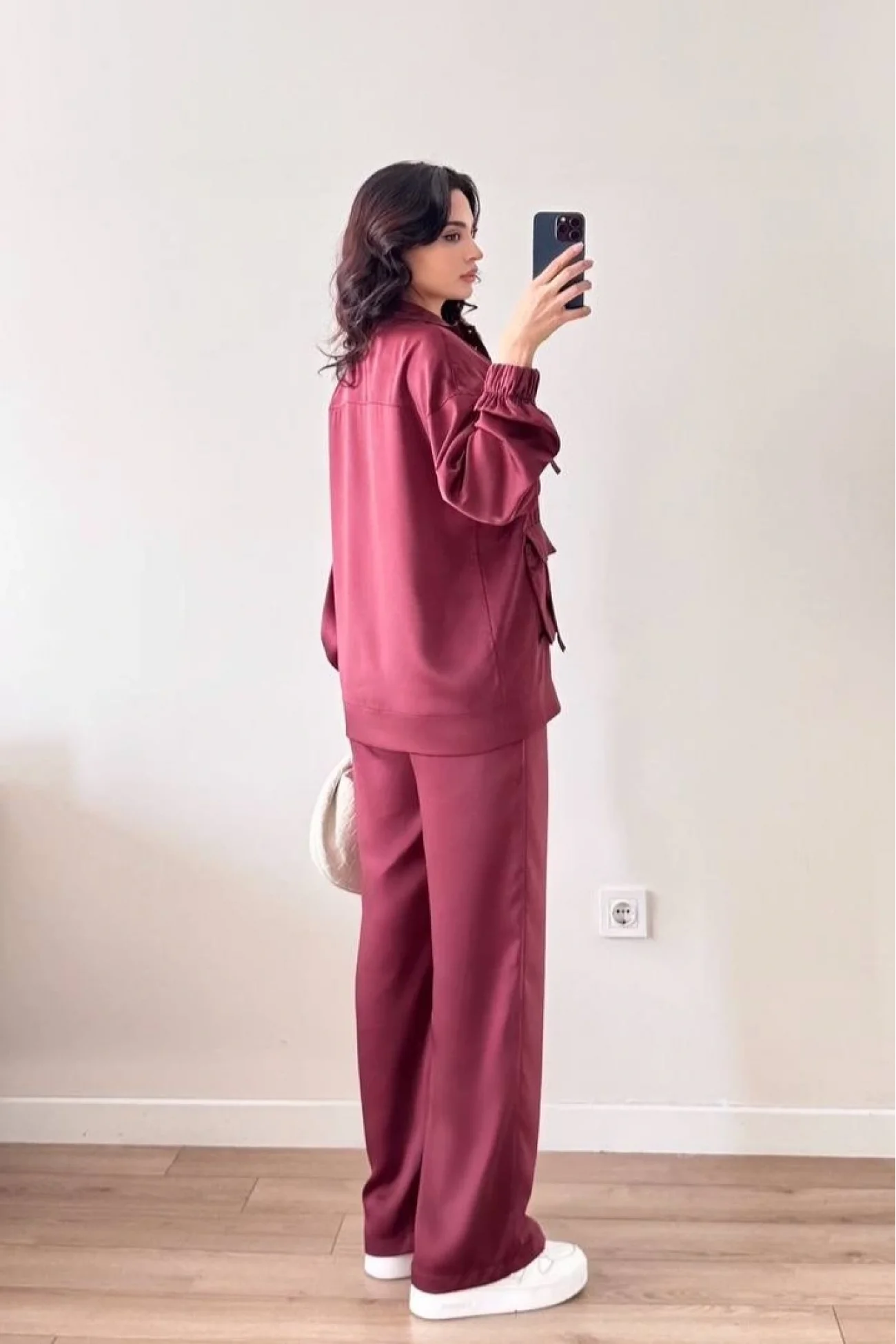 Kadın Bordo Ceket Pantolon Takım 1041-2708