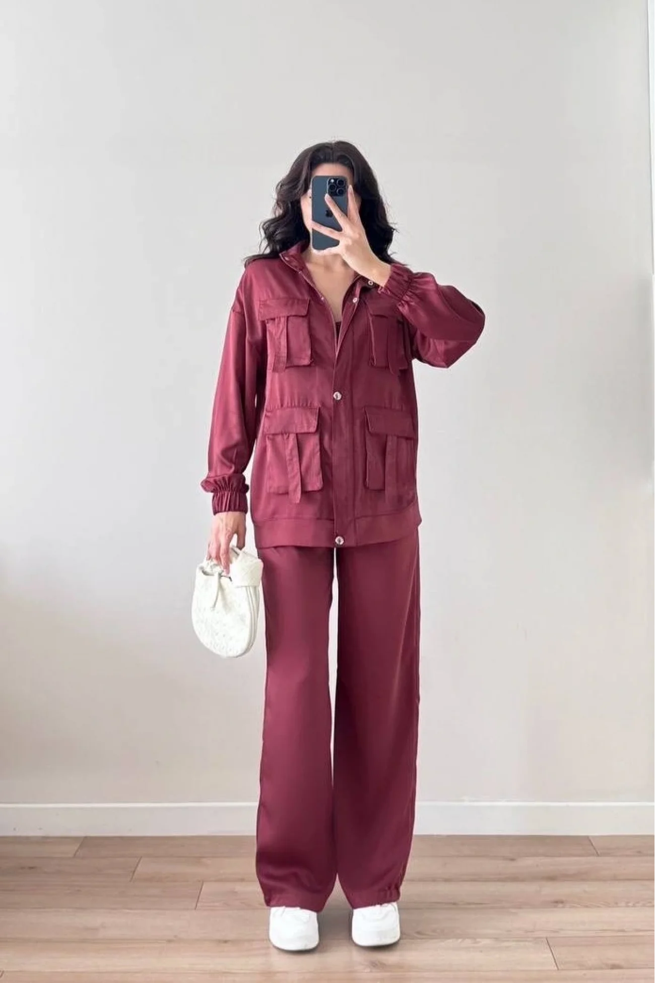 Kadın Bordo Ceket Pantolon Takım 1041-2708