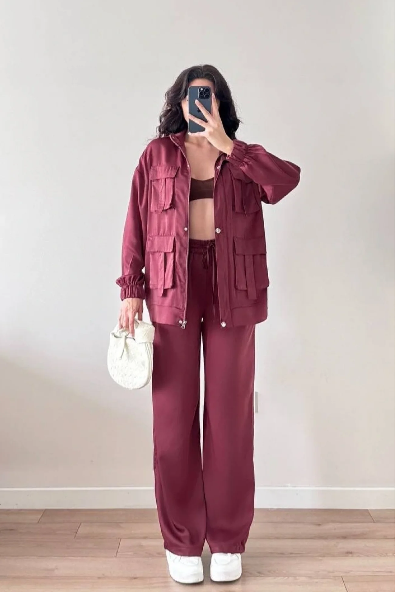 Kadın Bordo Ceket Pantolon Takım 1041-2708