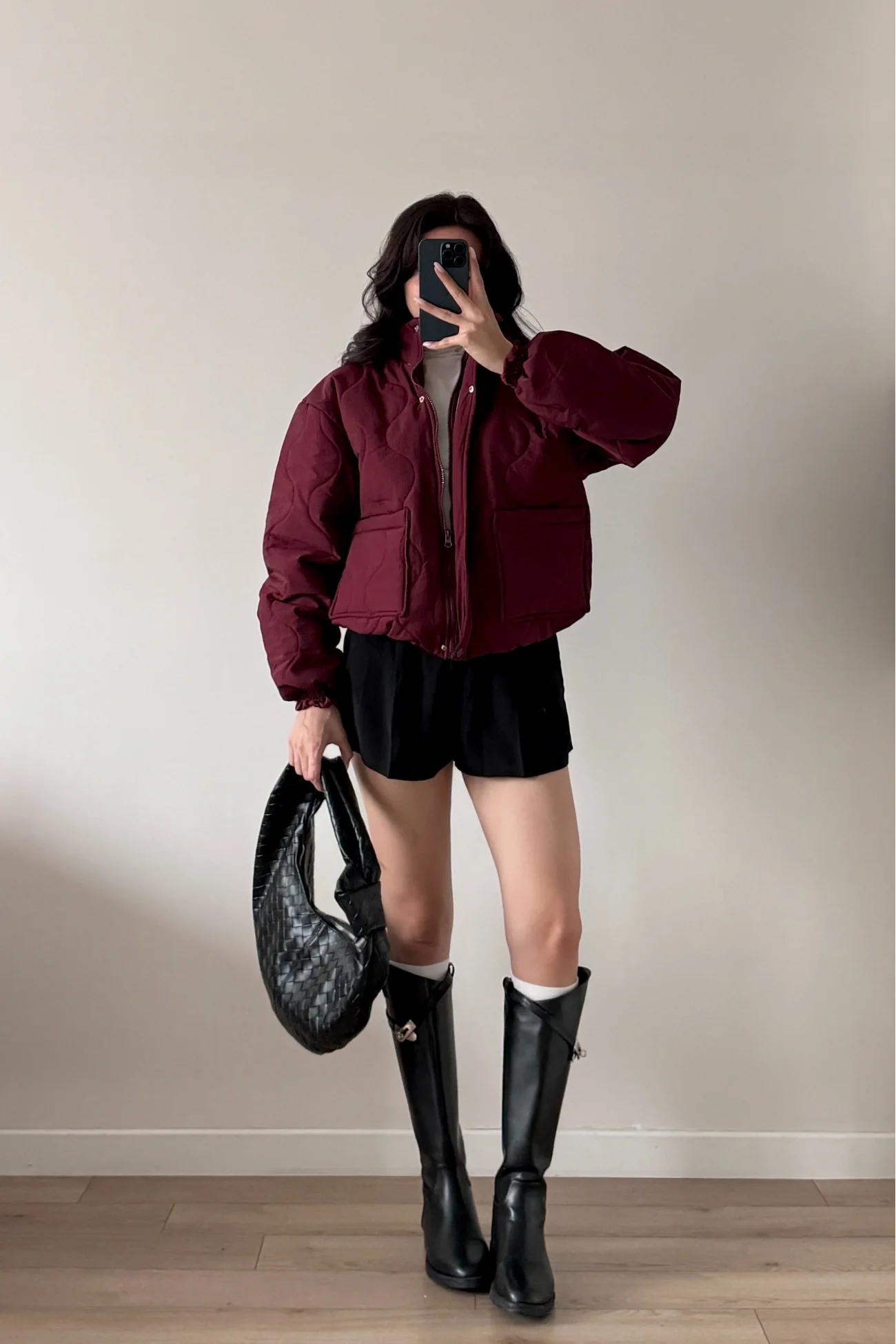 Kadın Bordo Fermuarlı Cepli Mont 0445-26009