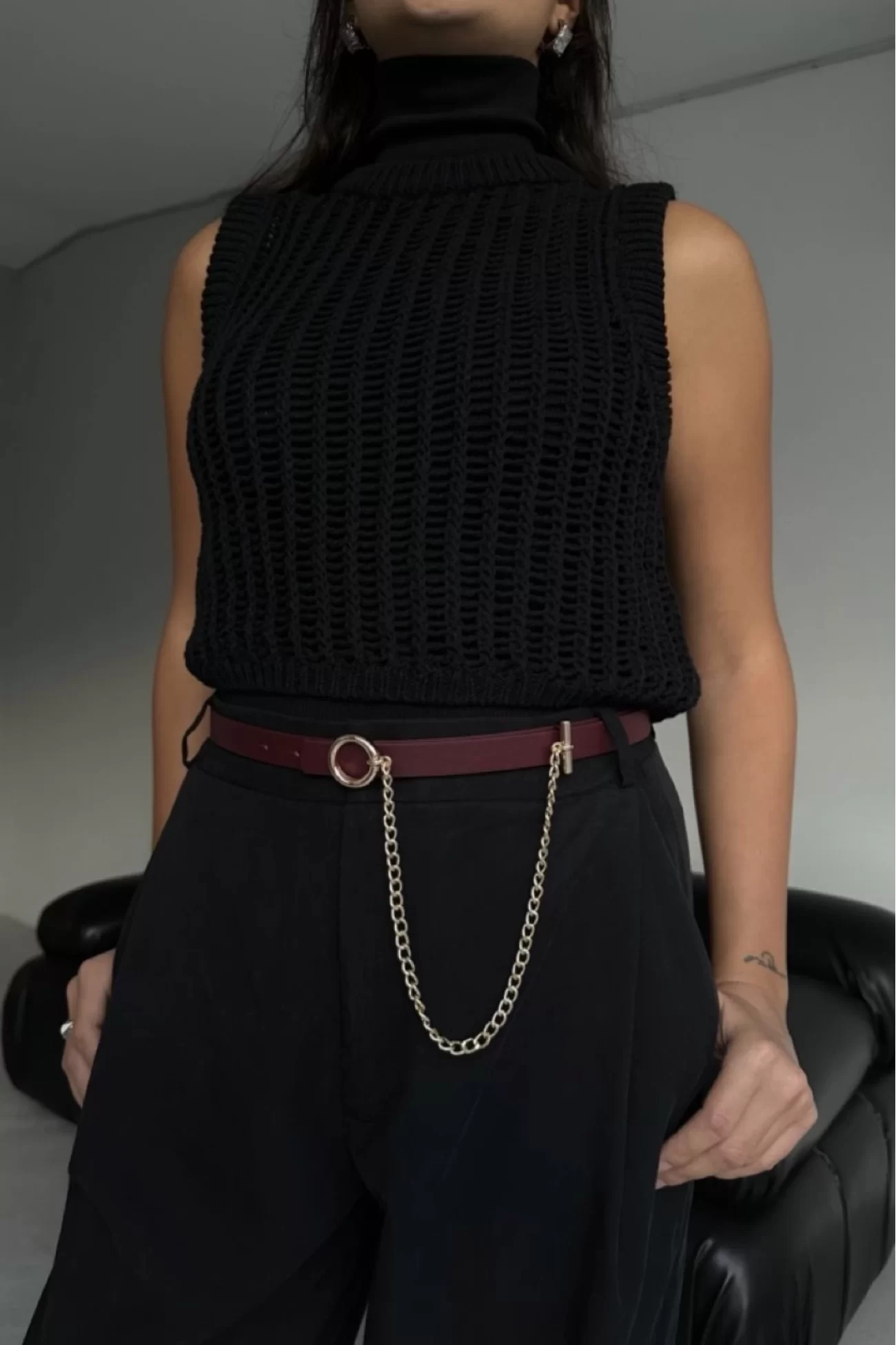 Kadın Bordo Sallantı Zincir Kemer 1043-0015