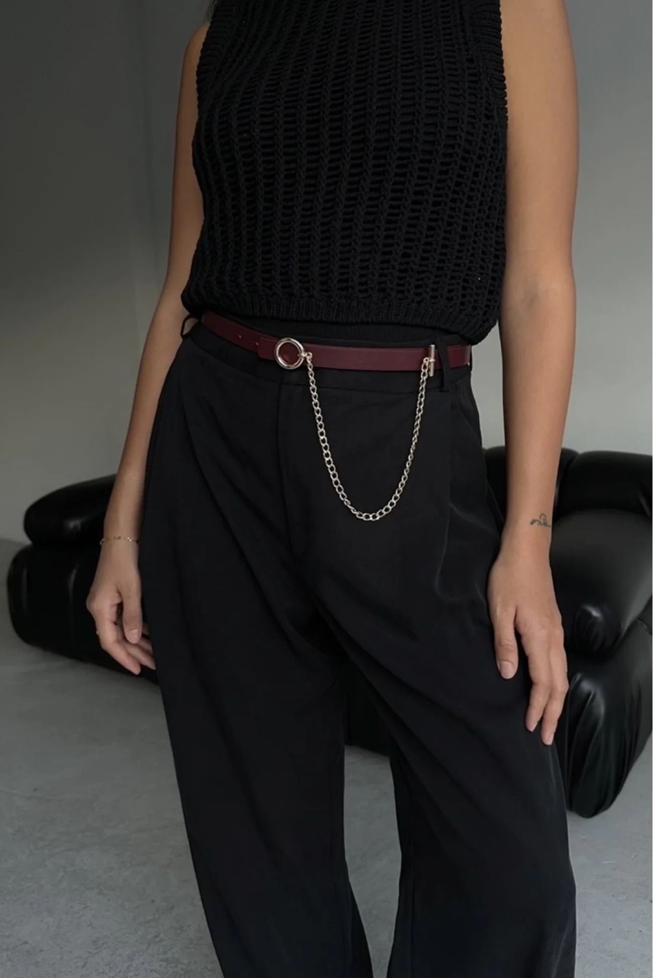 Kadın Bordo Sallantı Zincir Kemer 1043-0015