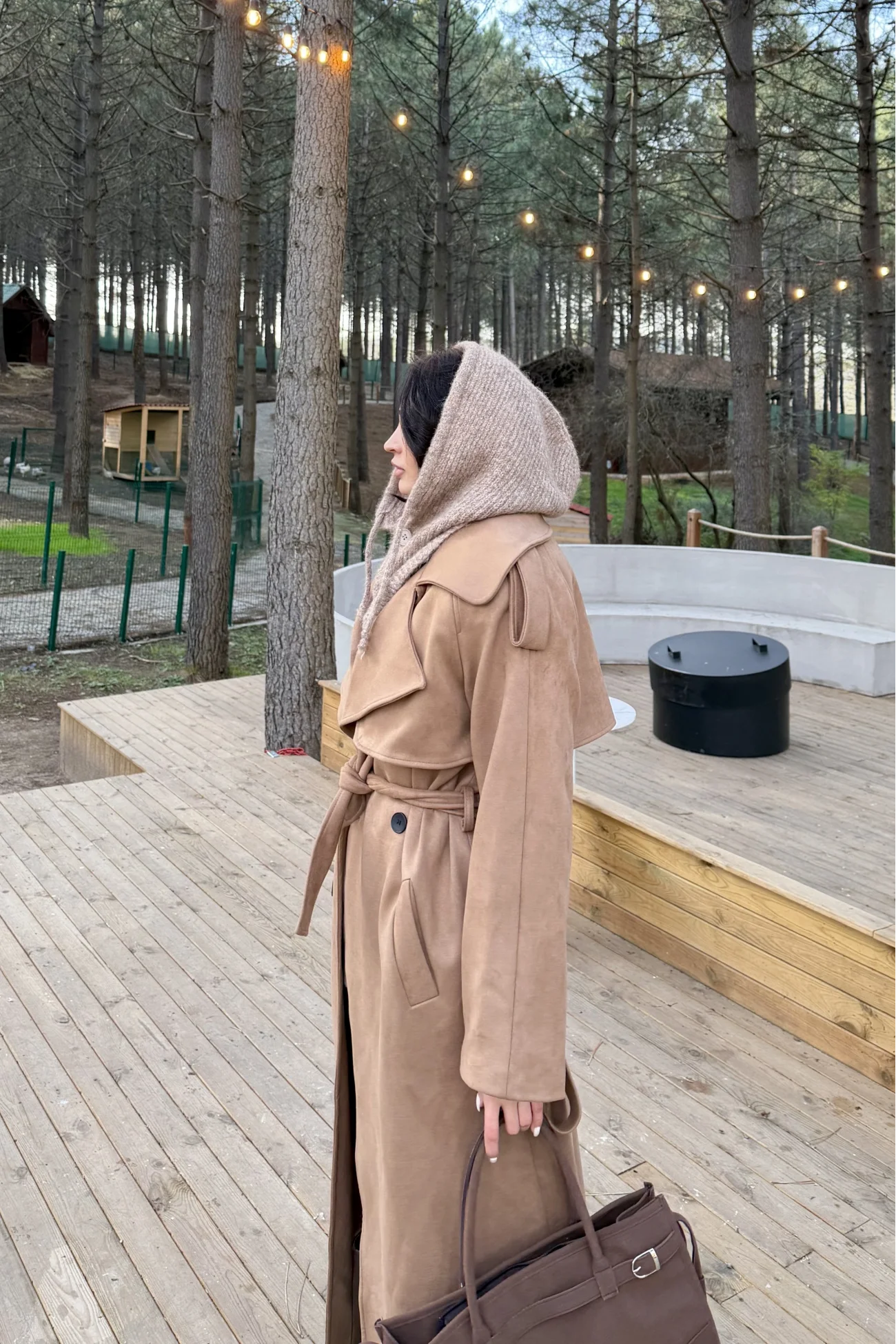 Kadın Camel Triko Düğmeli Balaklava Bere 594-14800