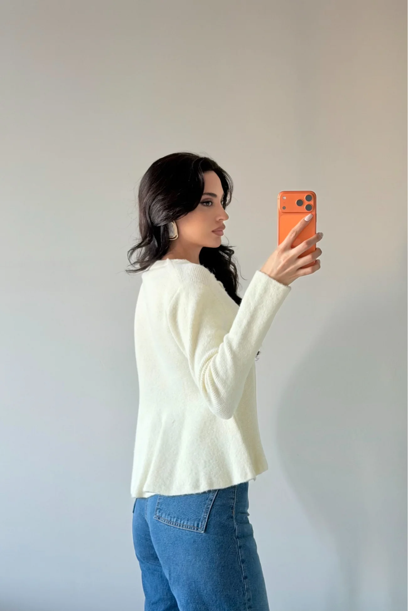 Kadın Ekru Eteği Volanlı Triko Hırka 1014-2525