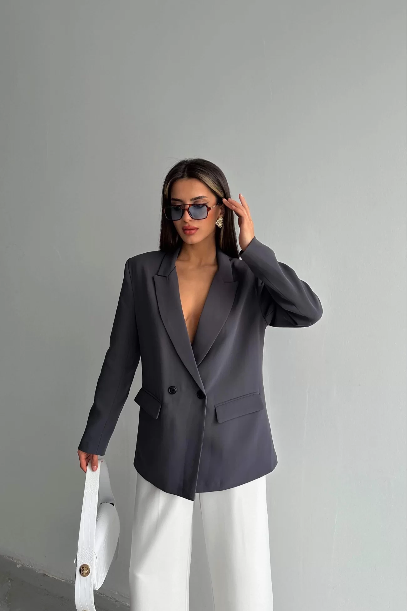 Kadın Gri Blazer Ceket 0999-9069