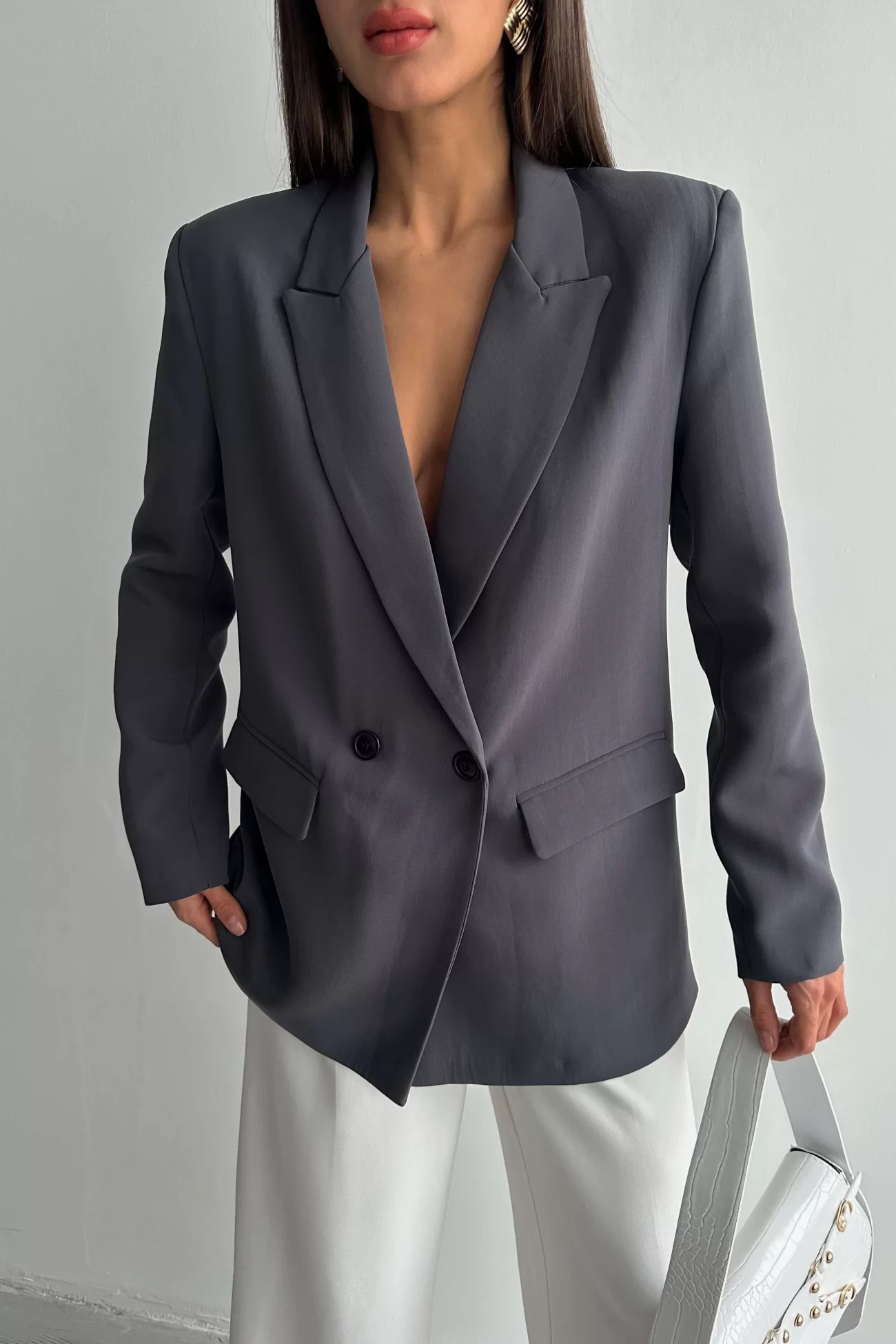 Kadın Gri Blazer Ceket 0999-9069