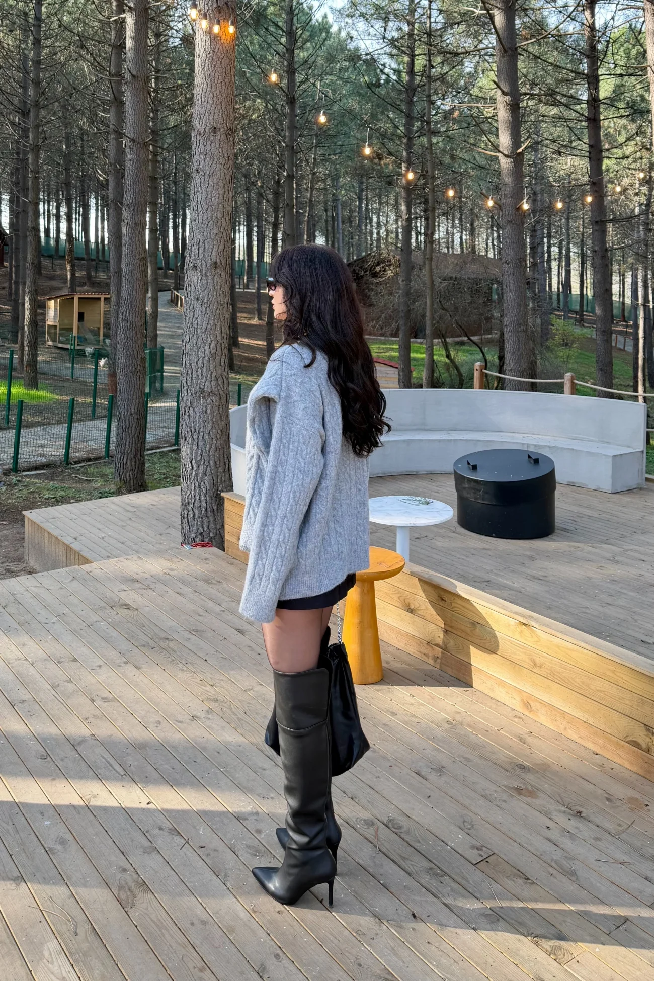 Kadın Gri Triko Düğme Oversize Hırka 1014-2561