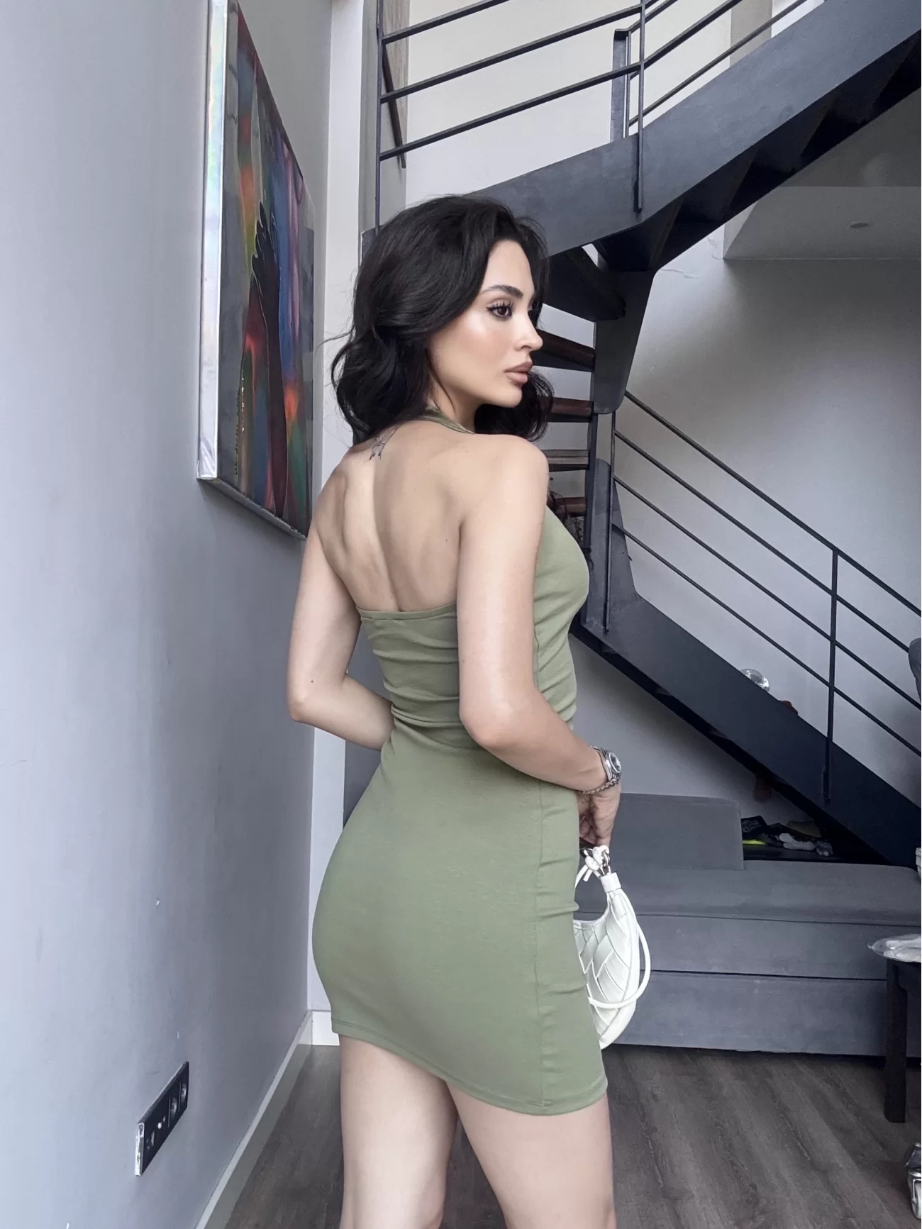 Kadın Haki Halter Elbise 0179