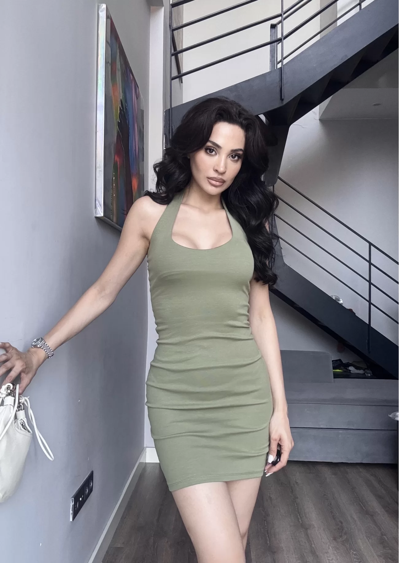 Kadın Haki Halter Elbise 0179