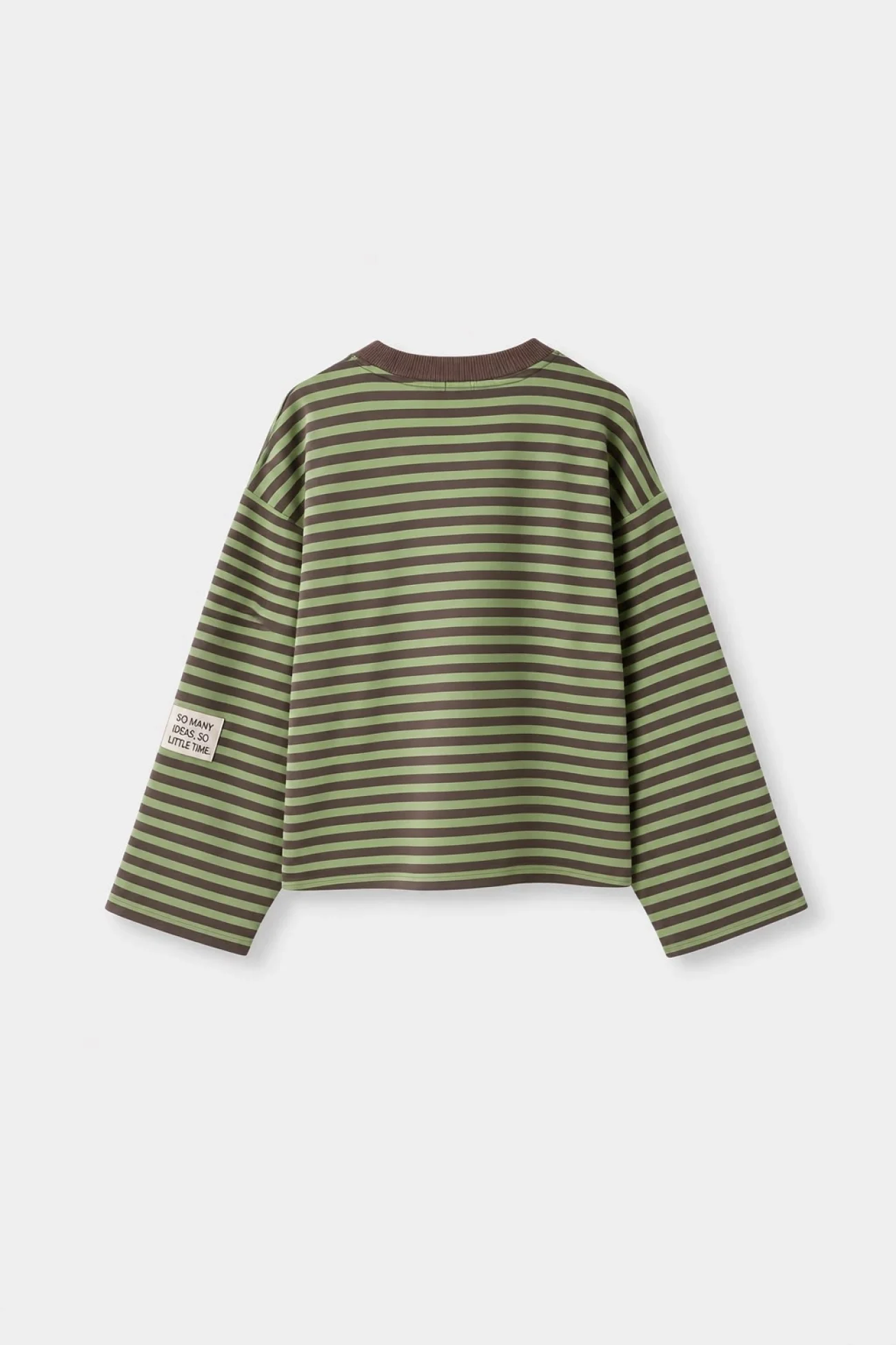Kadın Haki Çizgili Üç İplik Şardonlu Sweatshirt 8899