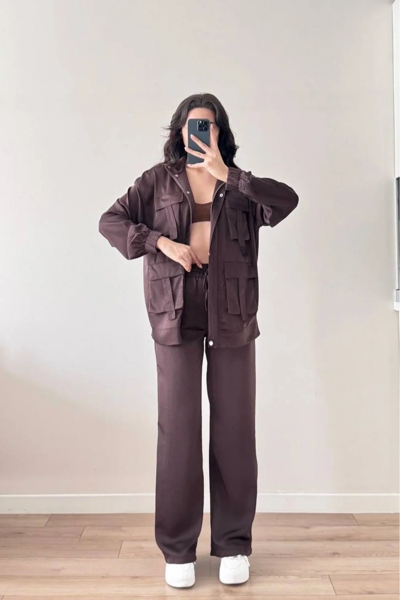 Kadın Kahve Ceket Pantolon Takım 1041-2708