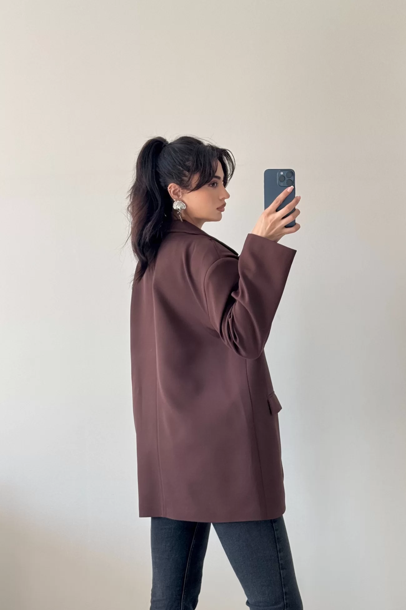 Kadın Kahve Çift Yaka Blazzer Ceket 0999-25088