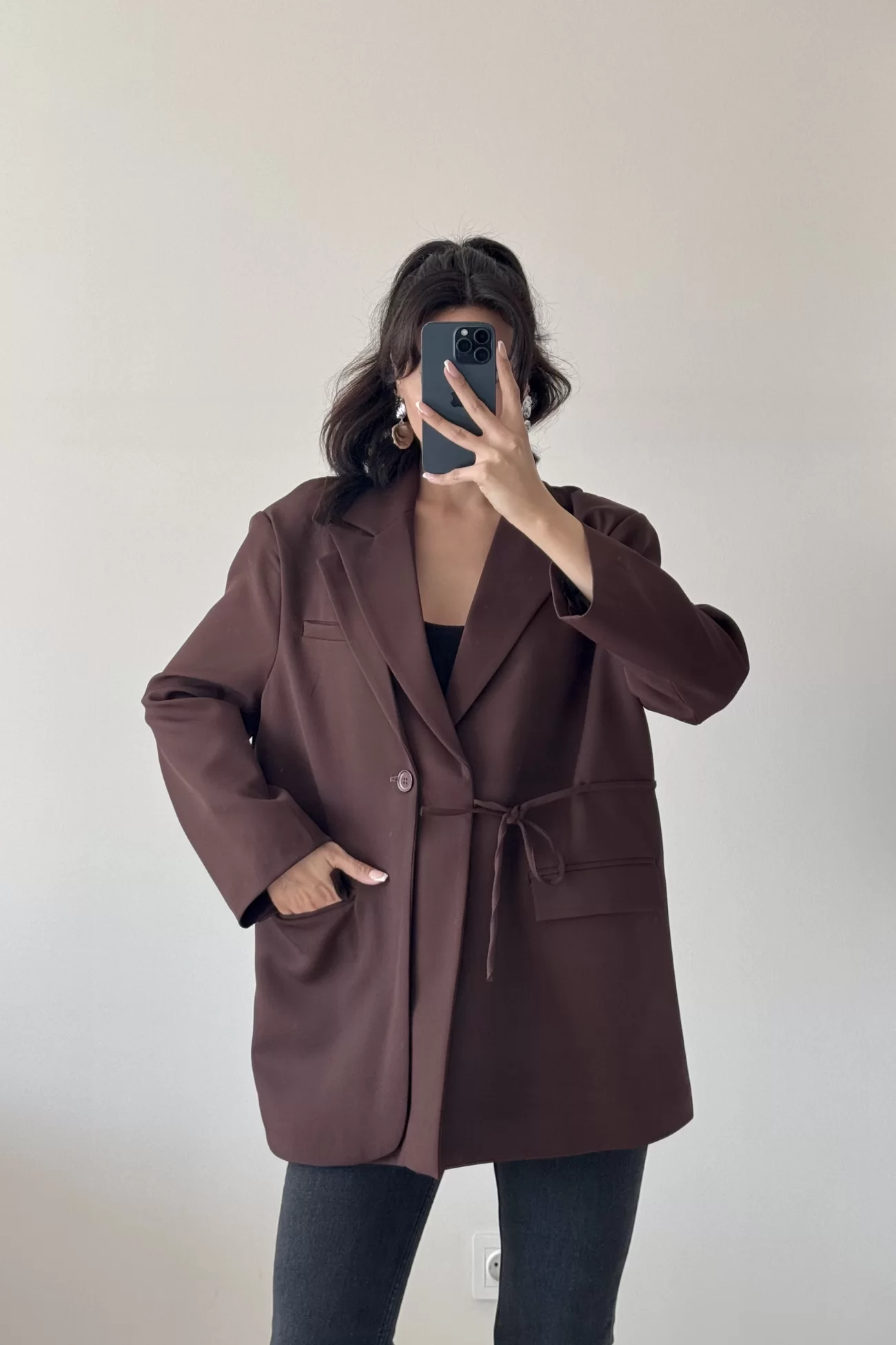 Kadın Kahve Çift Yaka Blazzer Ceket 0999-25088