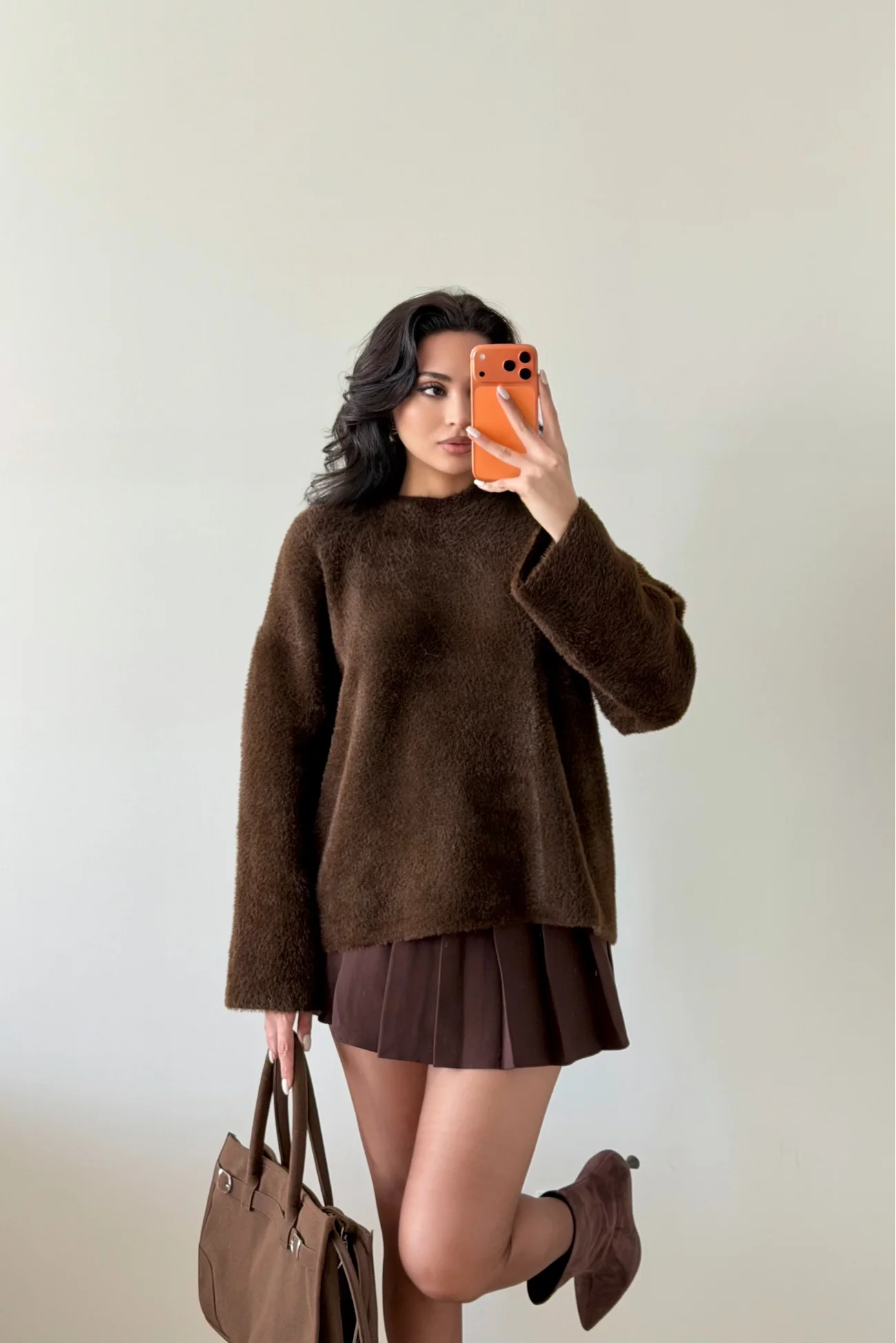 Kadın Kahve Oversize Kazak 1014-2341