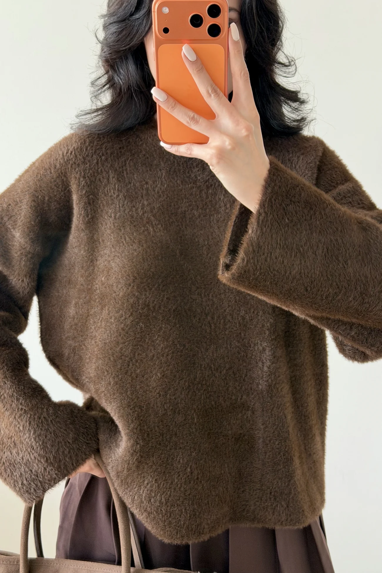 Kadın Kahve Oversize Kazak 1014-2341