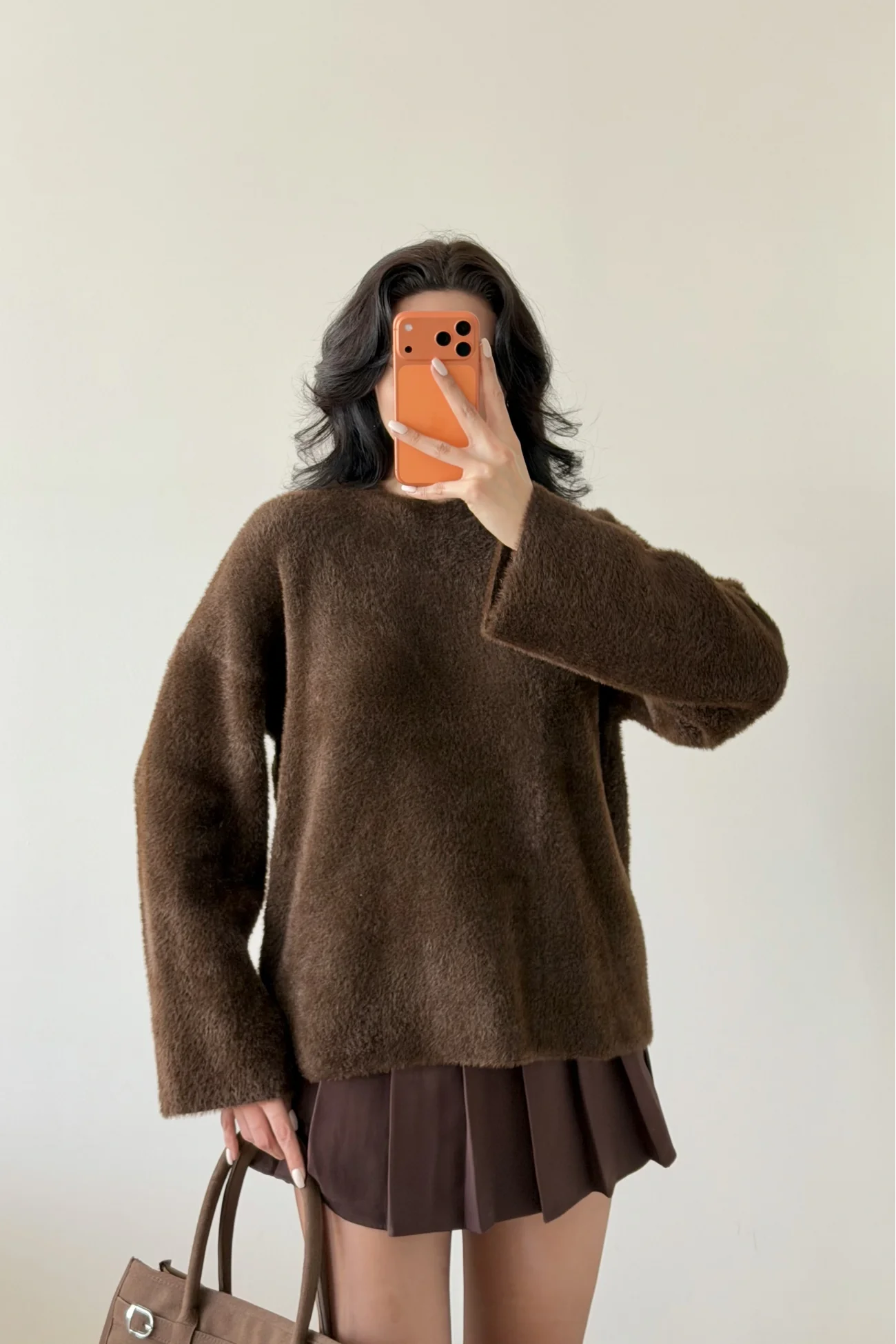 Kadın Kahve Oversize Kazak 1014-2341