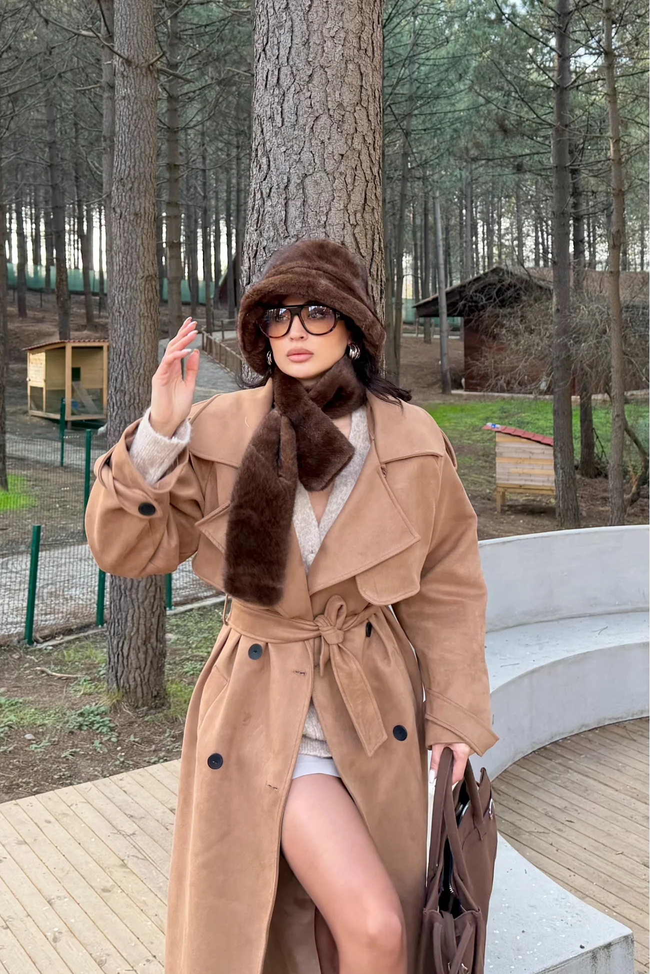 Kadın Kahve Peluş Bucket Şapka 594-14817