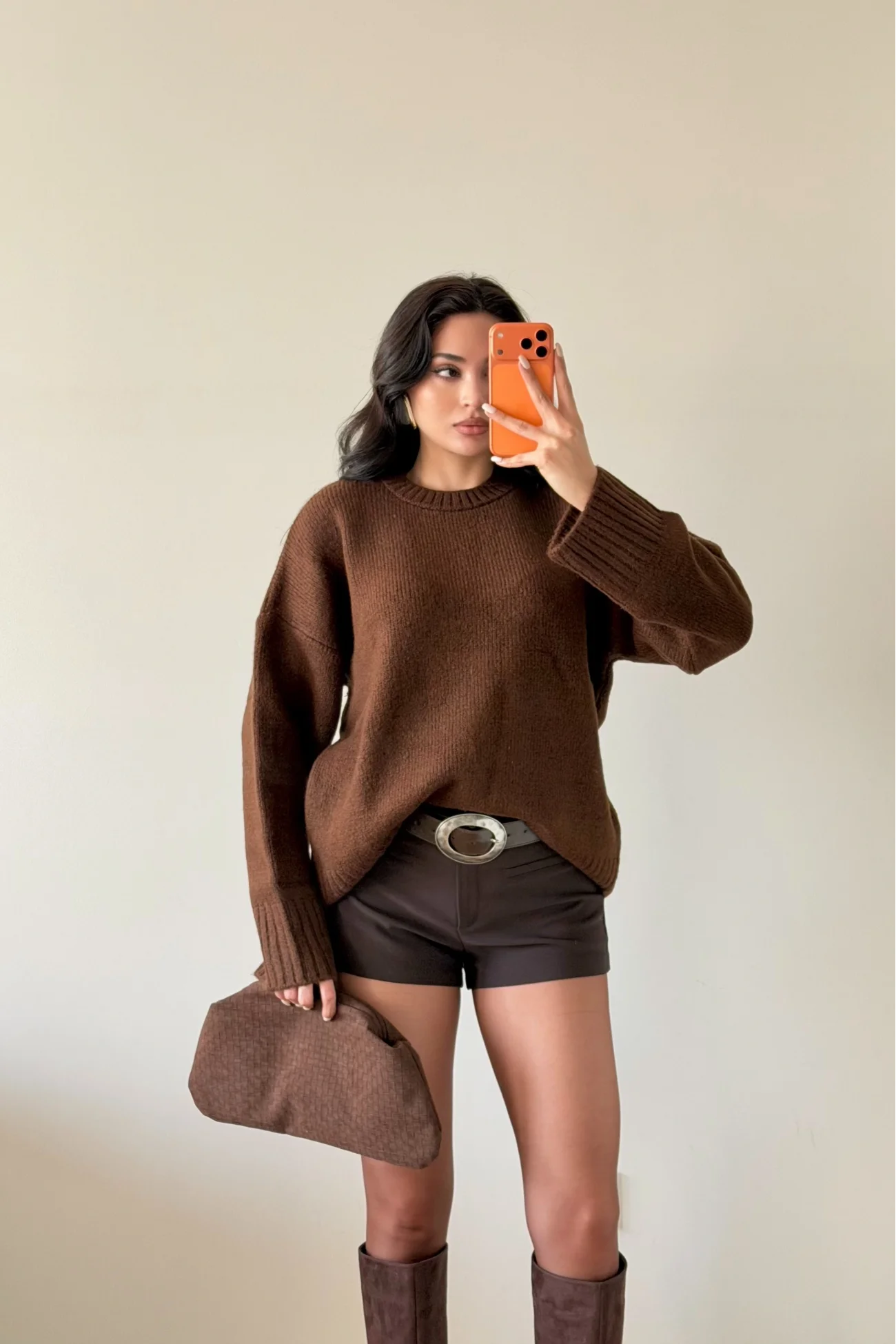 Kadın Kahve Triko Kazak 1014-2217