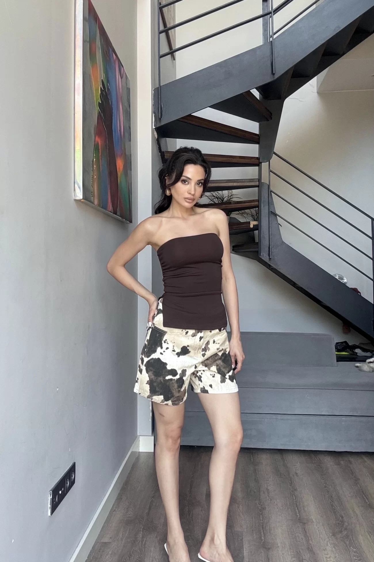 Kadın Kahve Yırtmaçlı Crop 0309