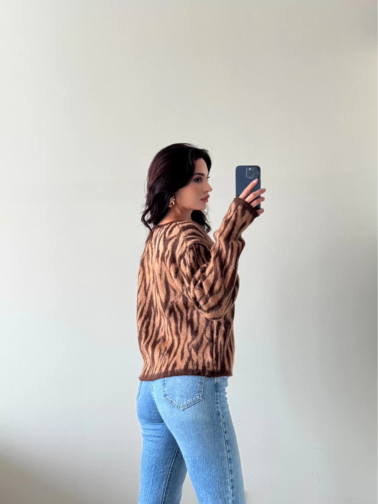 Kadın Kahve Zebra Hırka 1014-1014