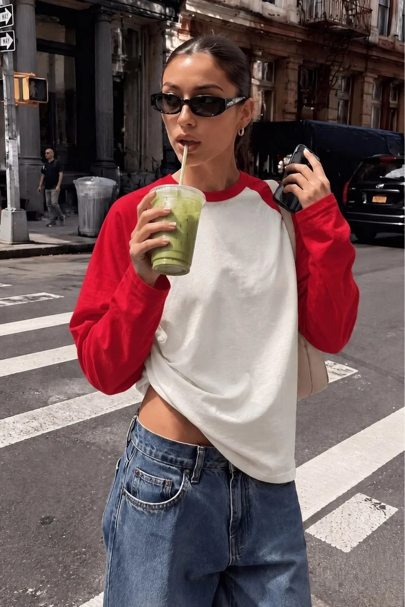 Kadın Kırmızı Viral Uzun Kol Oversize T-shirt 2222