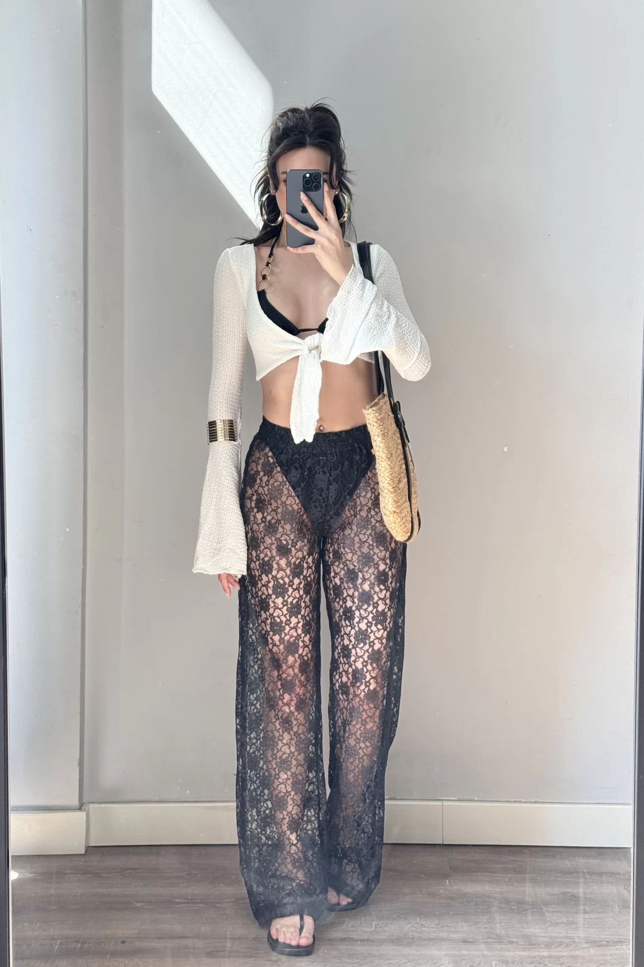 Kadın Lacivert Dantelli Pantolon 1017-0170