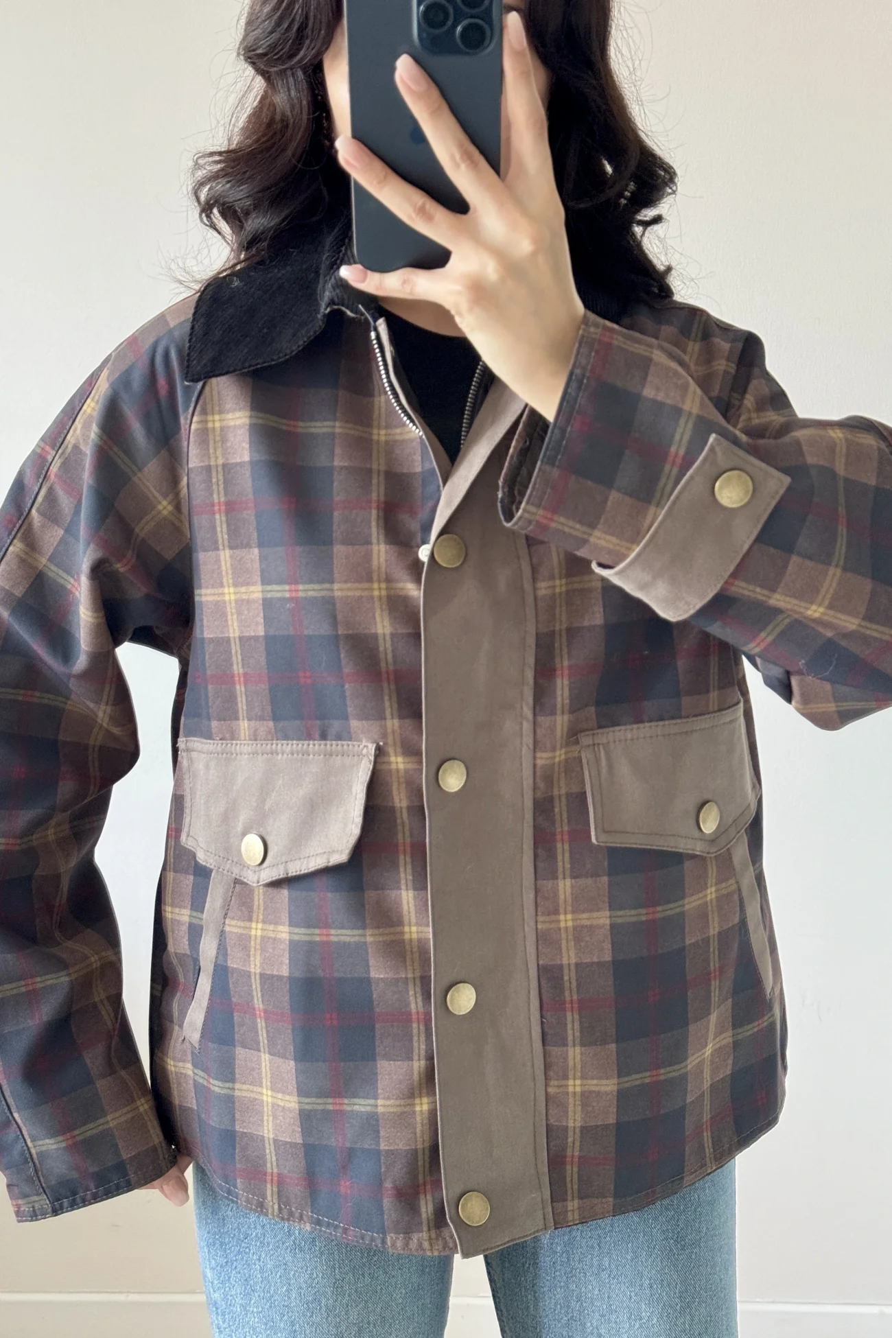 Kadın Lacivert Ekose Mont 240209