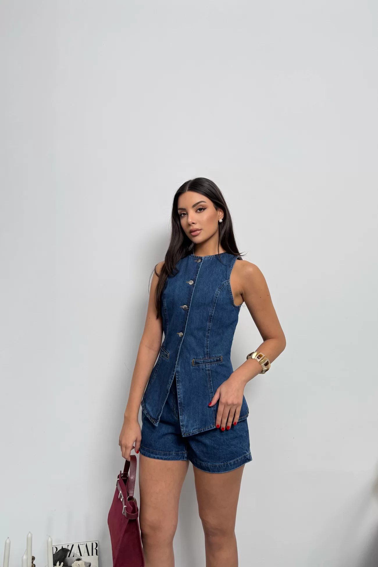 Kadın Mavi Şortlu Jean Takım 1040-4075