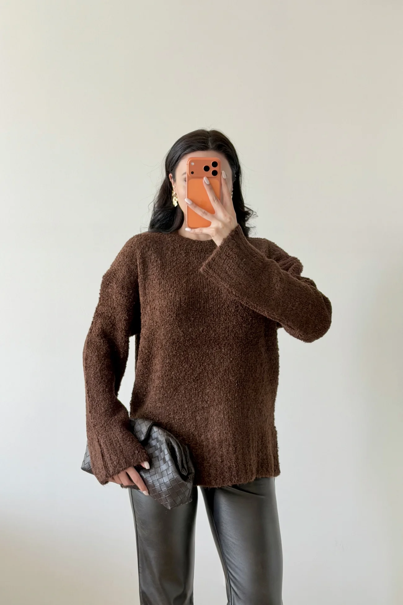 Kadın Kahve Oversize Buklet Kazak 1014-2347