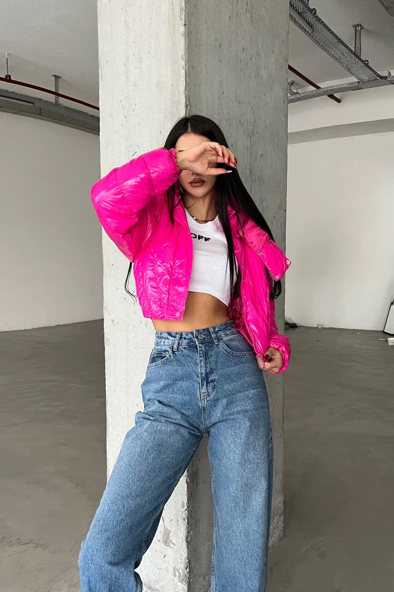 Kadın Pembe Crop Mont 0990-0019