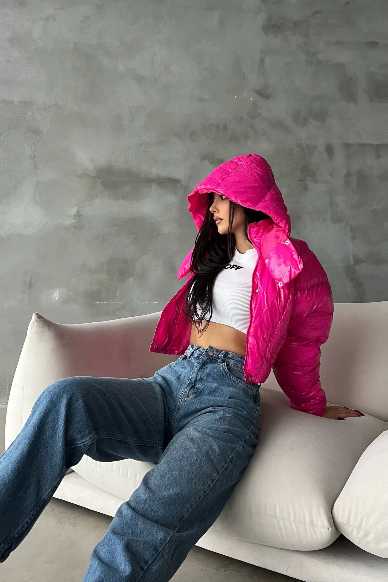 Kadın Pembe Crop Mont 0990-0019