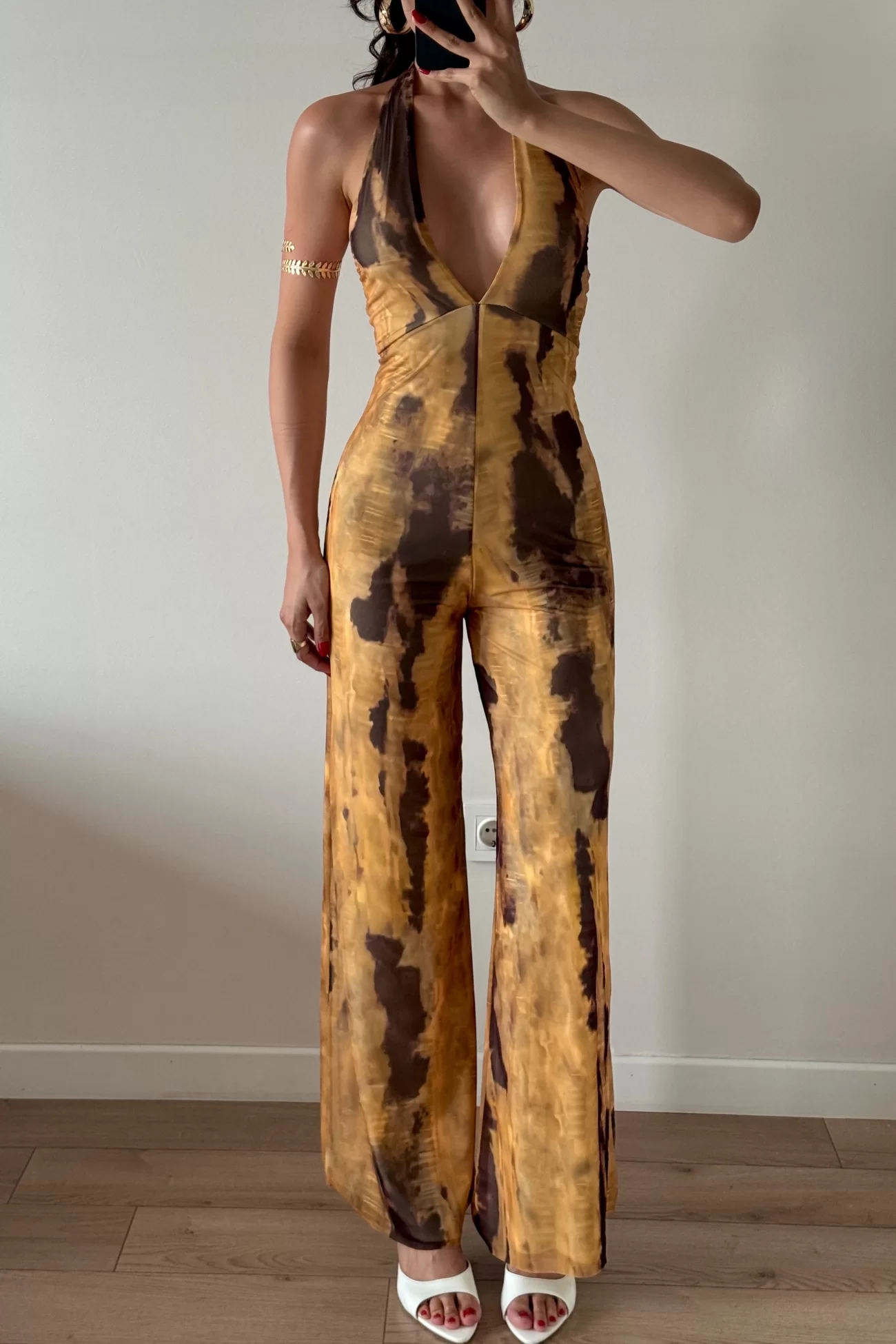 Kadın Sarı Halter Yaka Tulum 1017-2539