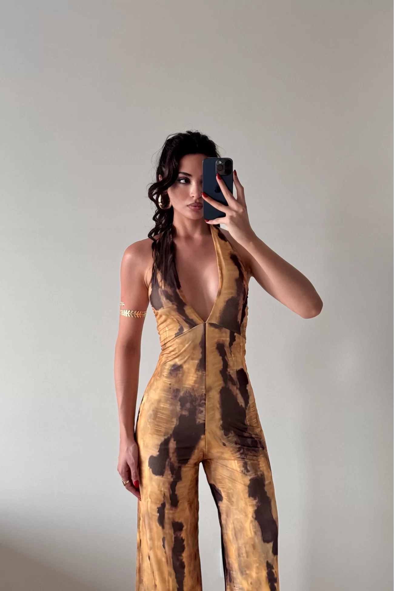 Kadın Sarı Halter Yaka Tulum 1017-2539