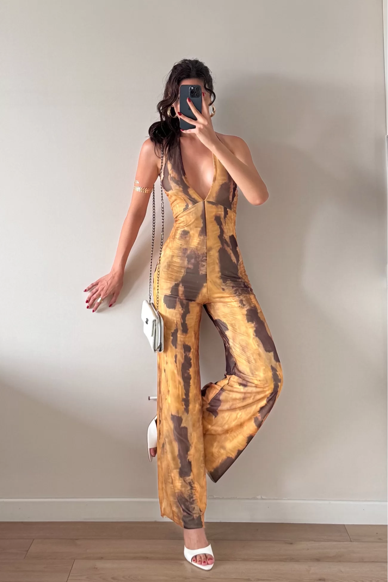 Kadın Sarı Halter Yaka Tulum 1017-2539