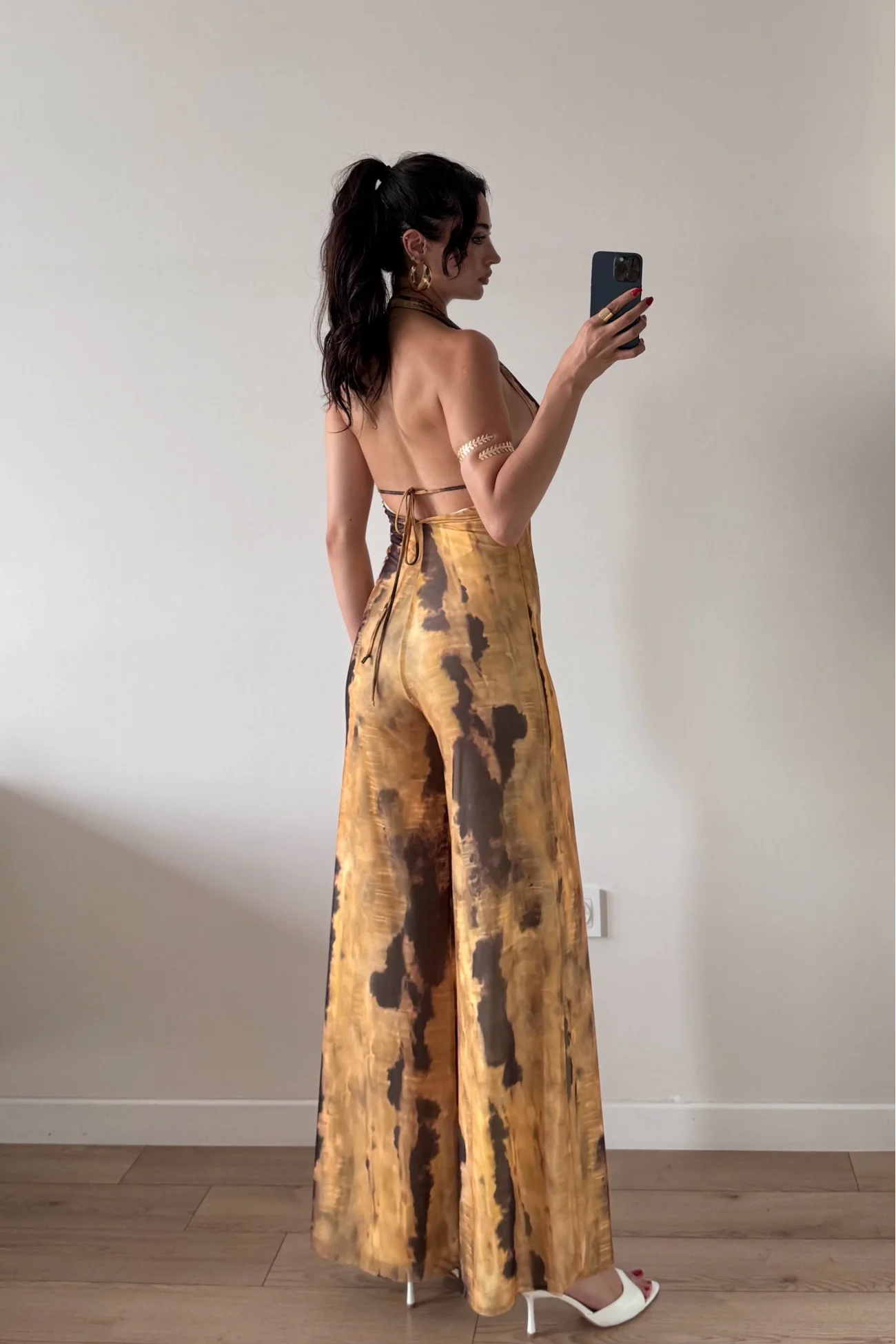 Kadın Sarı Halter Yaka Tulum 1017-2539