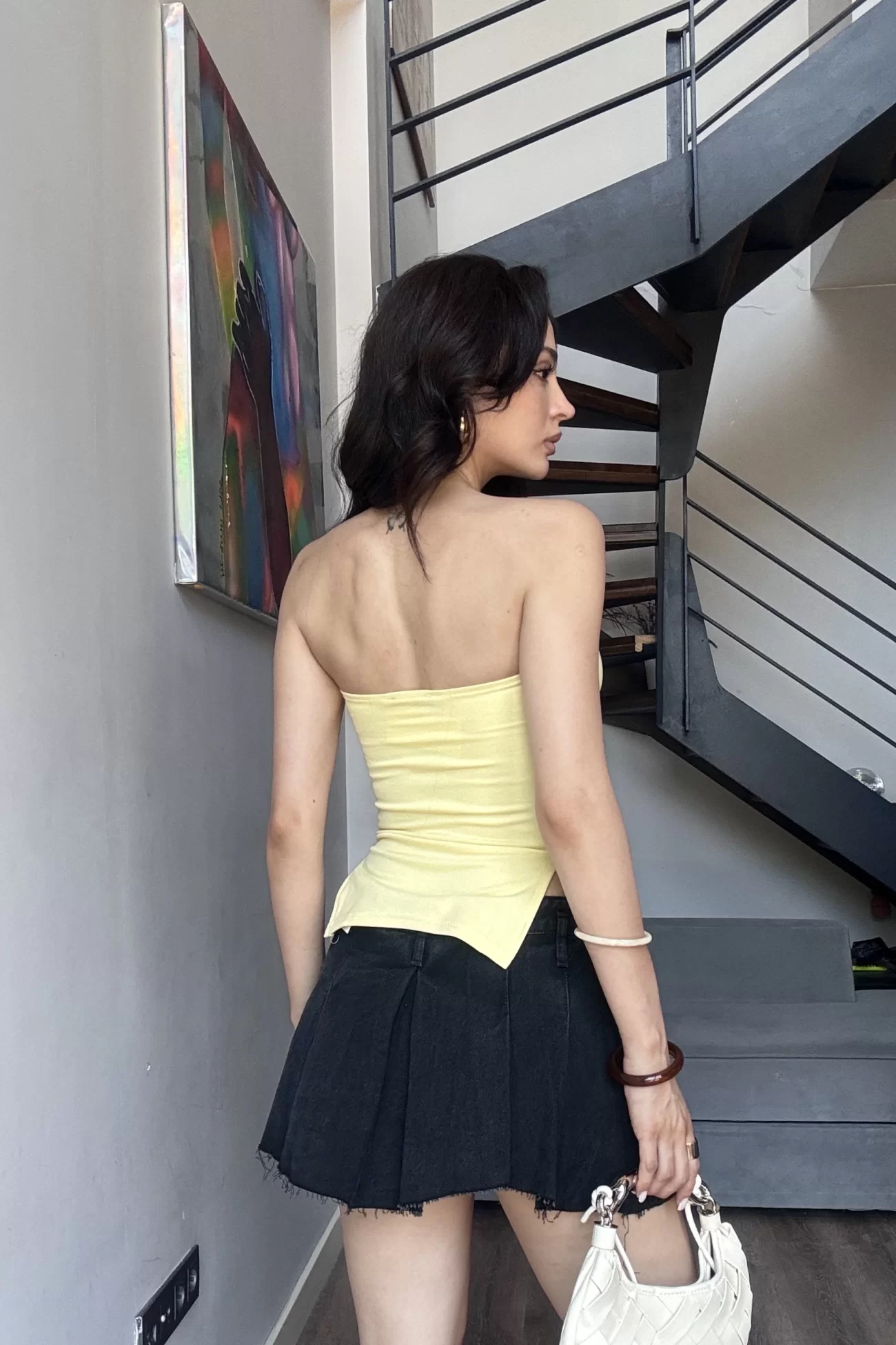 Kadın Sarı Yırtmaçlı Crop 0309
