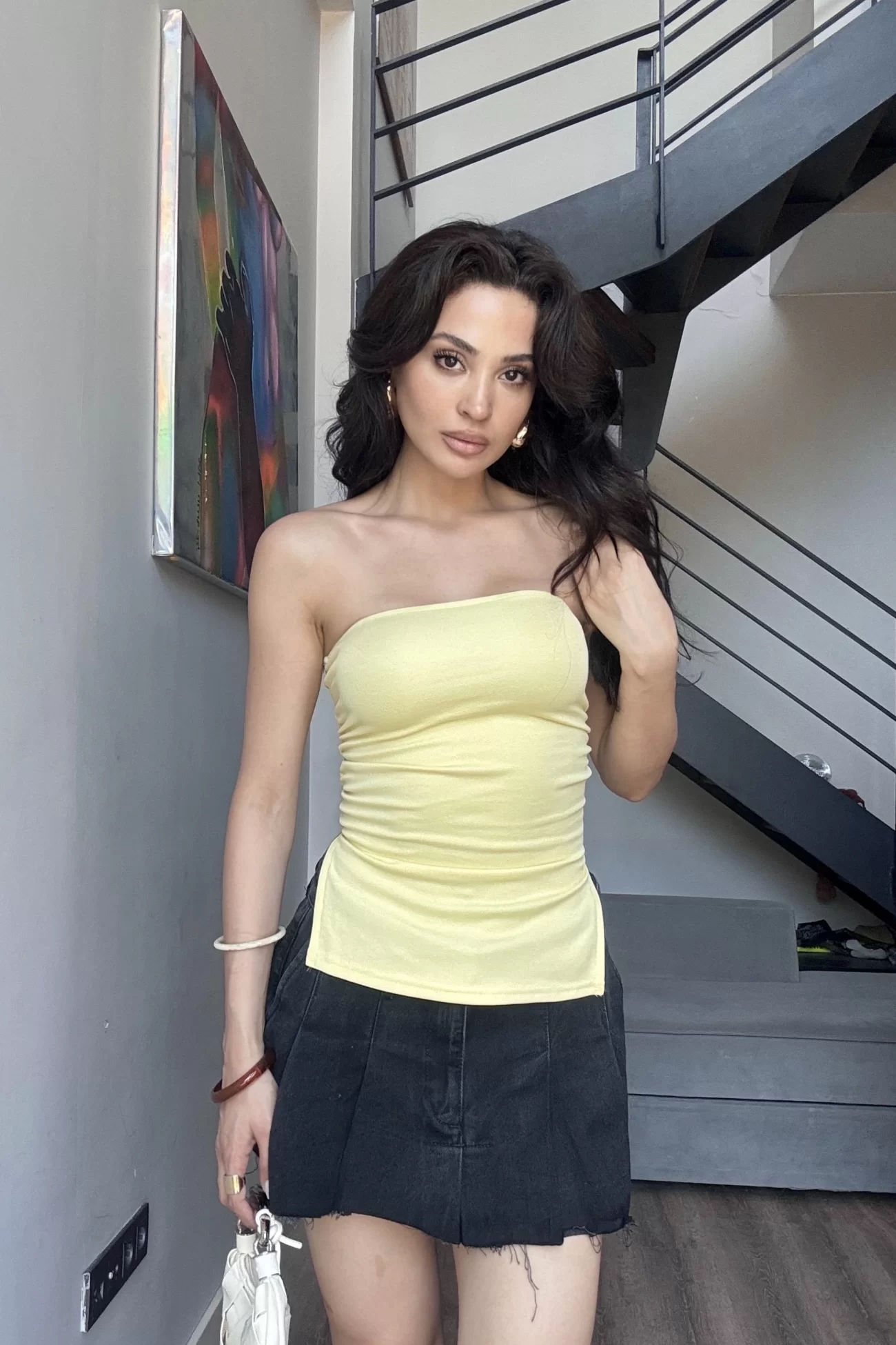 Kadın Sarı Yırtmaçlı Crop 0309