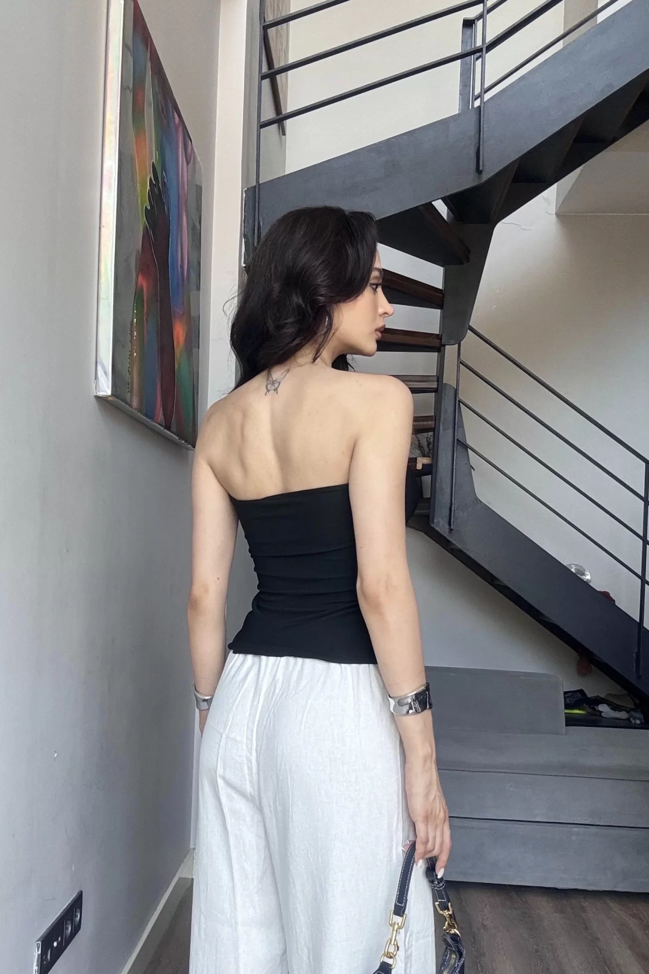 Kadın Siyah Aksesuarlı Crop 13684